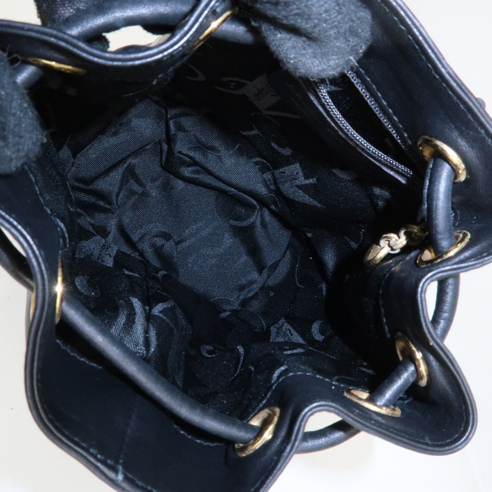 Ferragamo Vara Ribbon Leather Backpack Shoulder Bag Black AQ215676 Used