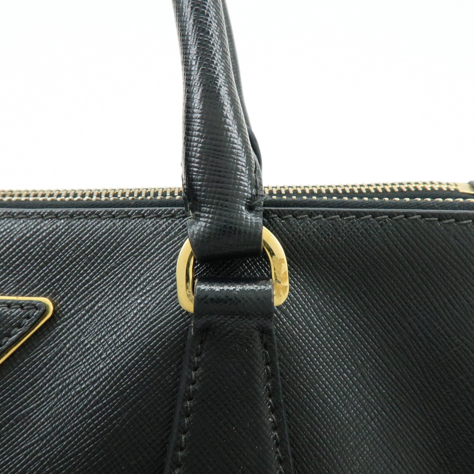 PRADA Saffiano Leather 2Way Bag Hand Bag Shoulder Bag Black 1BA801