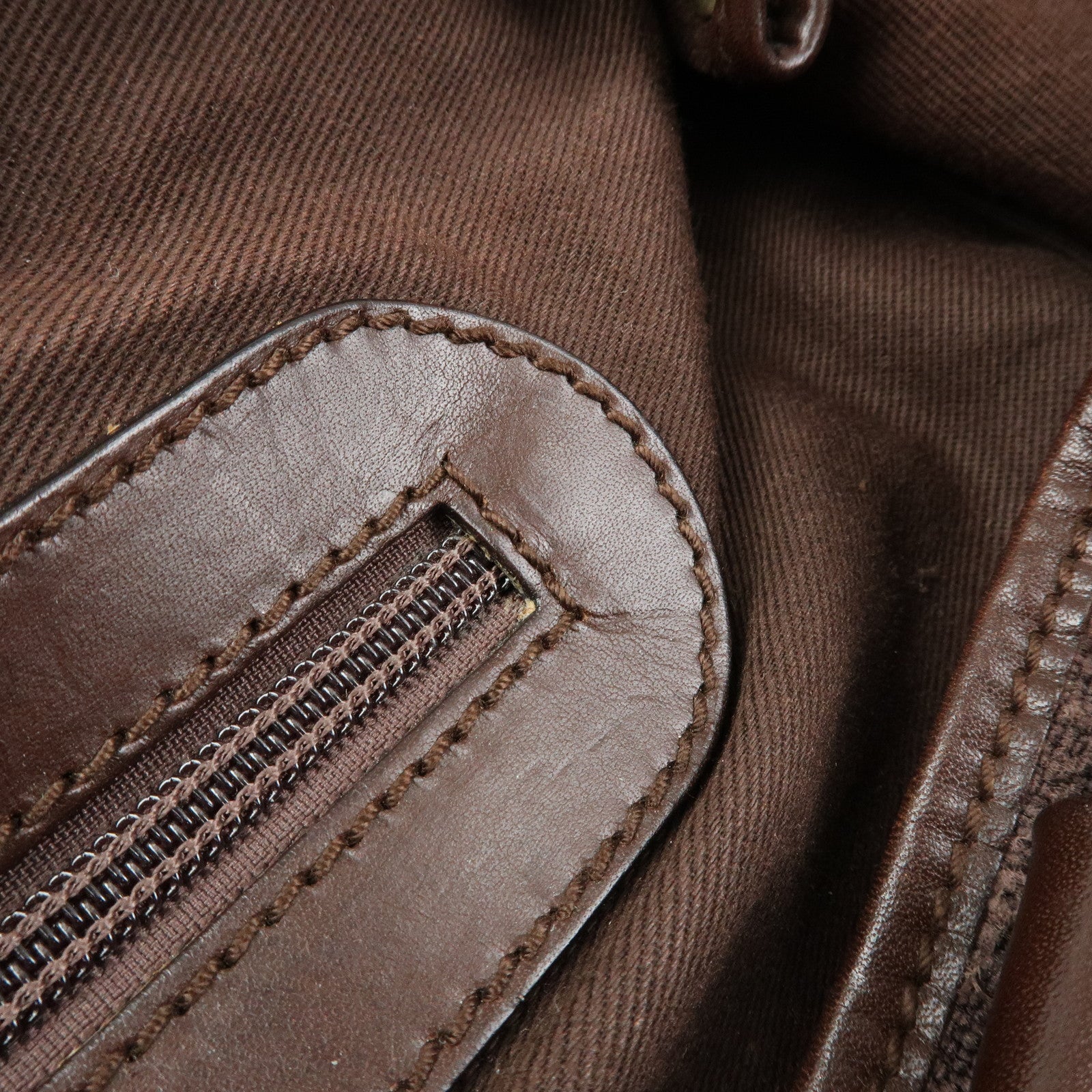 Chloe Kerala Canvas Leather Boston Bag Hand Bag Brown