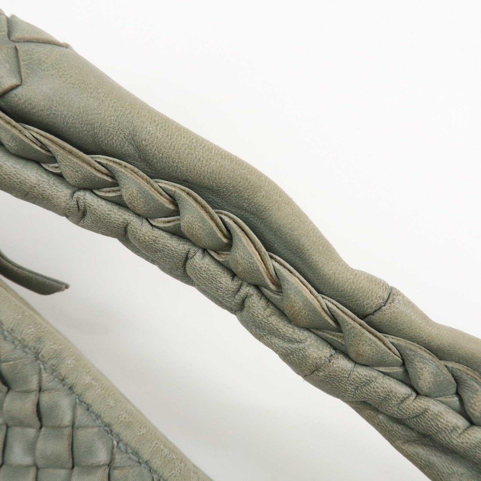 BOTTEGA VENETA  Hobo Intrecciato Leather Shoulder Bag Hand Bag Grey