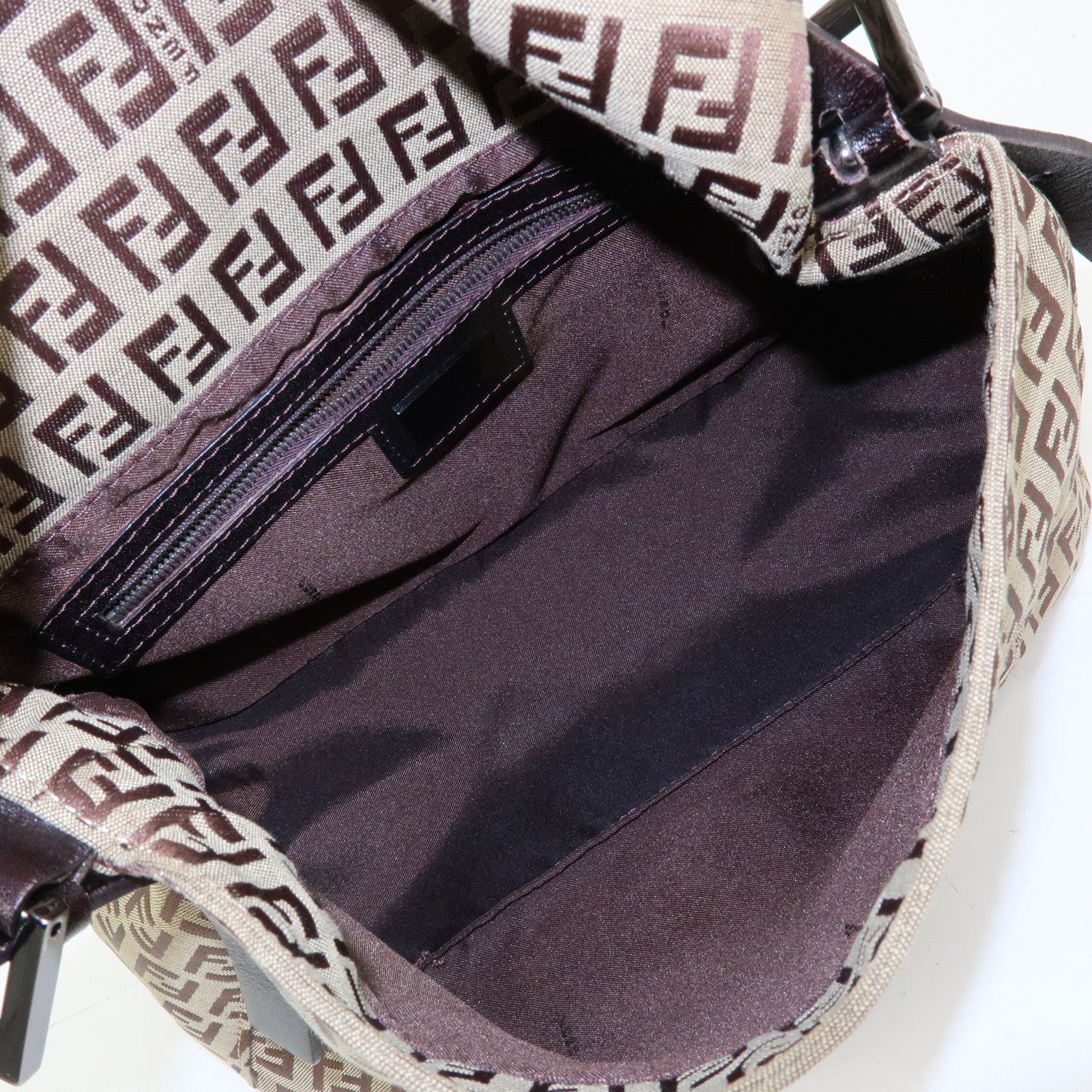 FENDI Zucchino Mamma Baguette Nylon Leather Shoulder Bag 8BR001