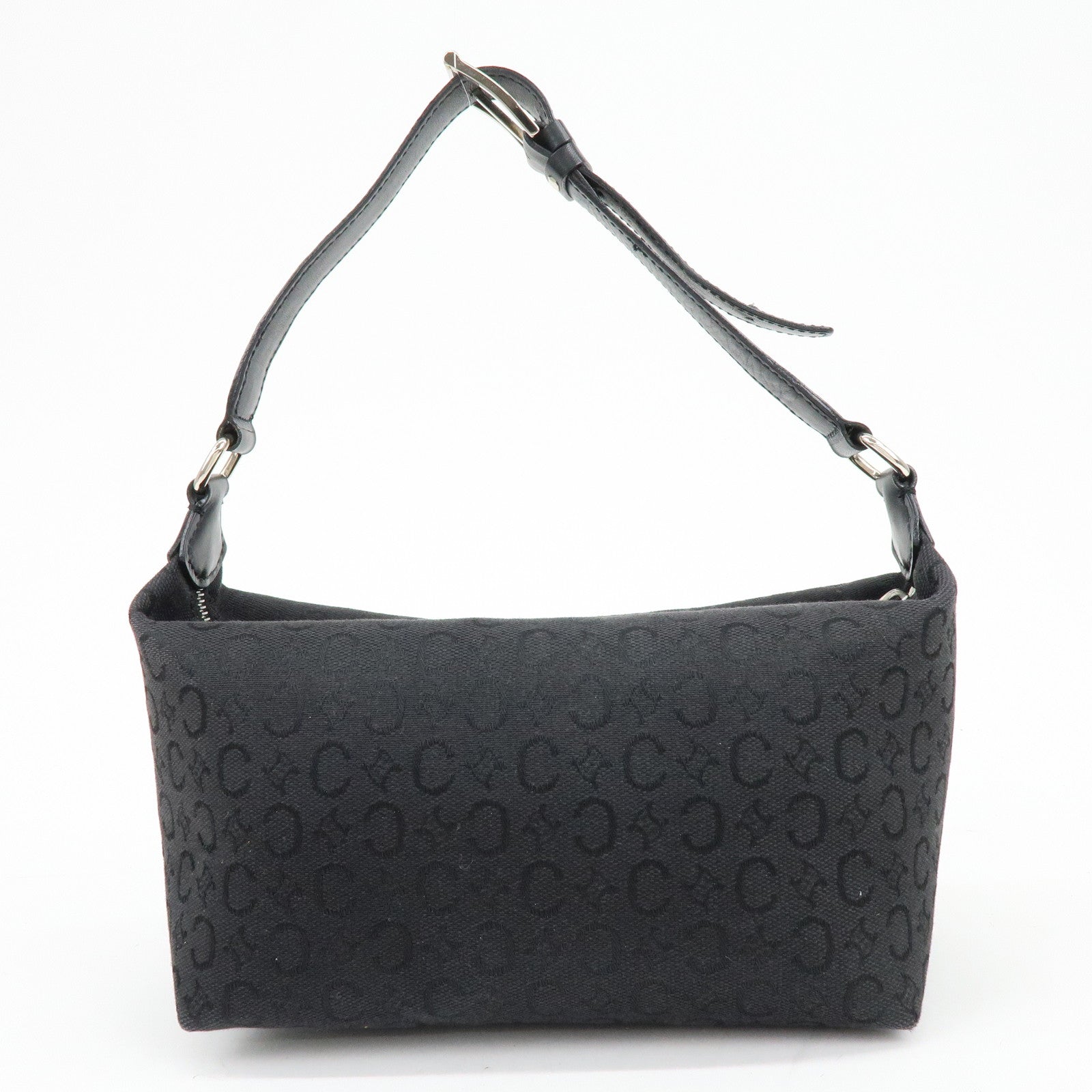 CELINE C Macadam Canvas Leather Hand Bag Shoulder Bag Black