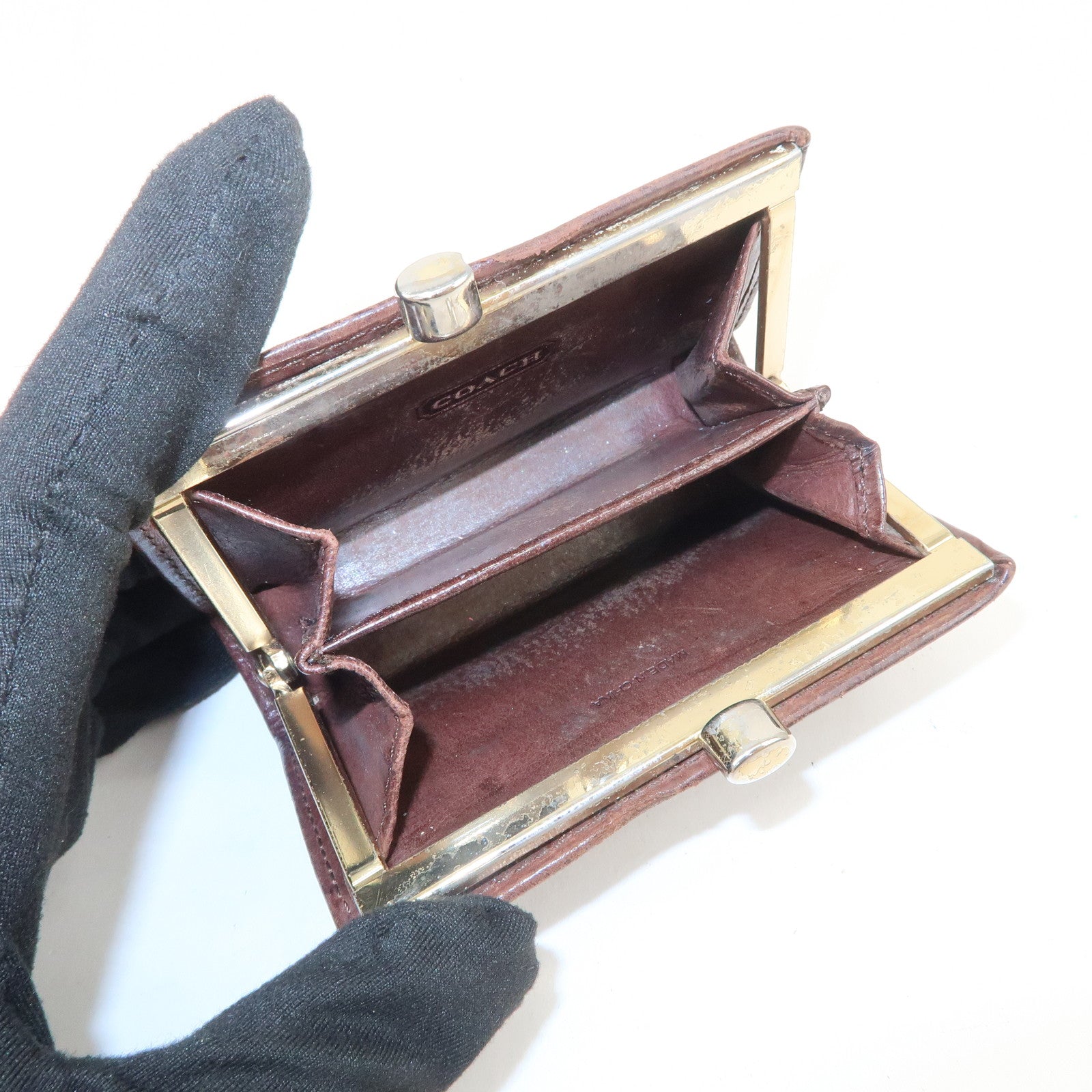 COACH Set of 3 Pouch Wallet Coin Case Brown Light Blue Black Ivory