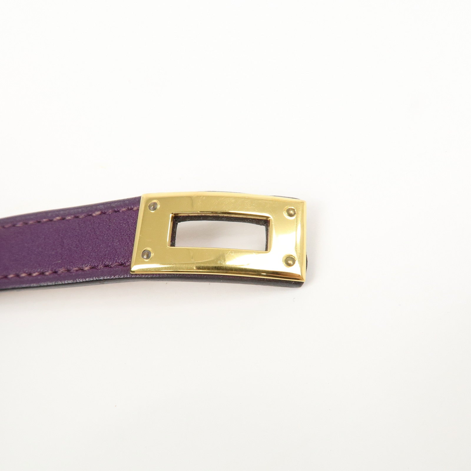 HERMES Leather Mini Kelly Double Tour Bracelet Q Stamped Purple