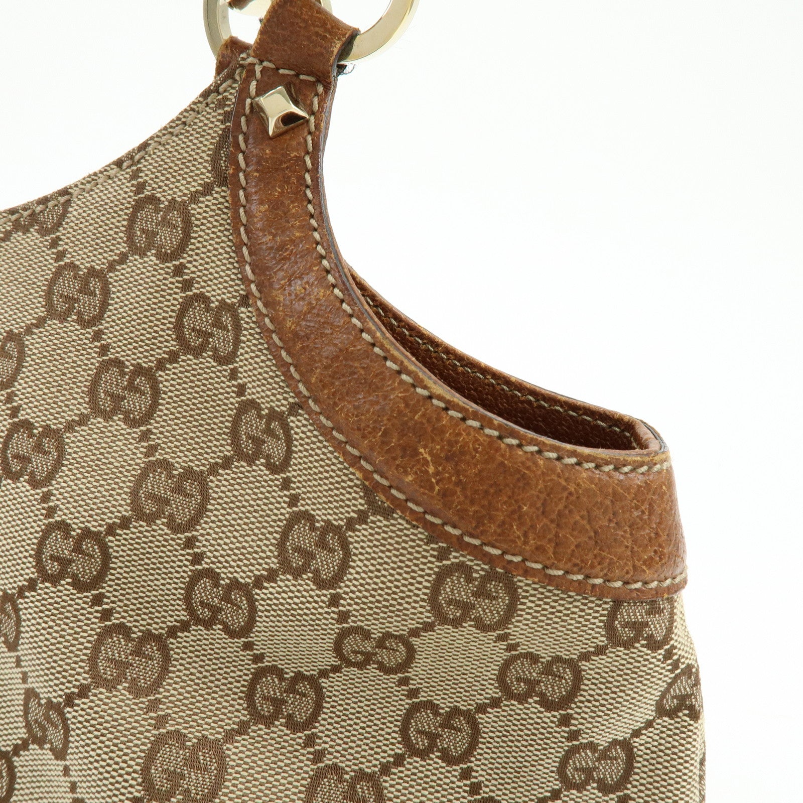 GUCCI Bamboo GG Canvas Leather Tote Bag Hand Bag Brown Beige 137395
