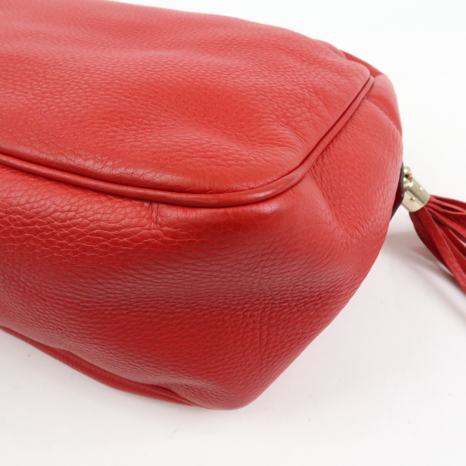 GUCCI SOHO Interlocking G Leather Chain Shoulder Bag Red 353126