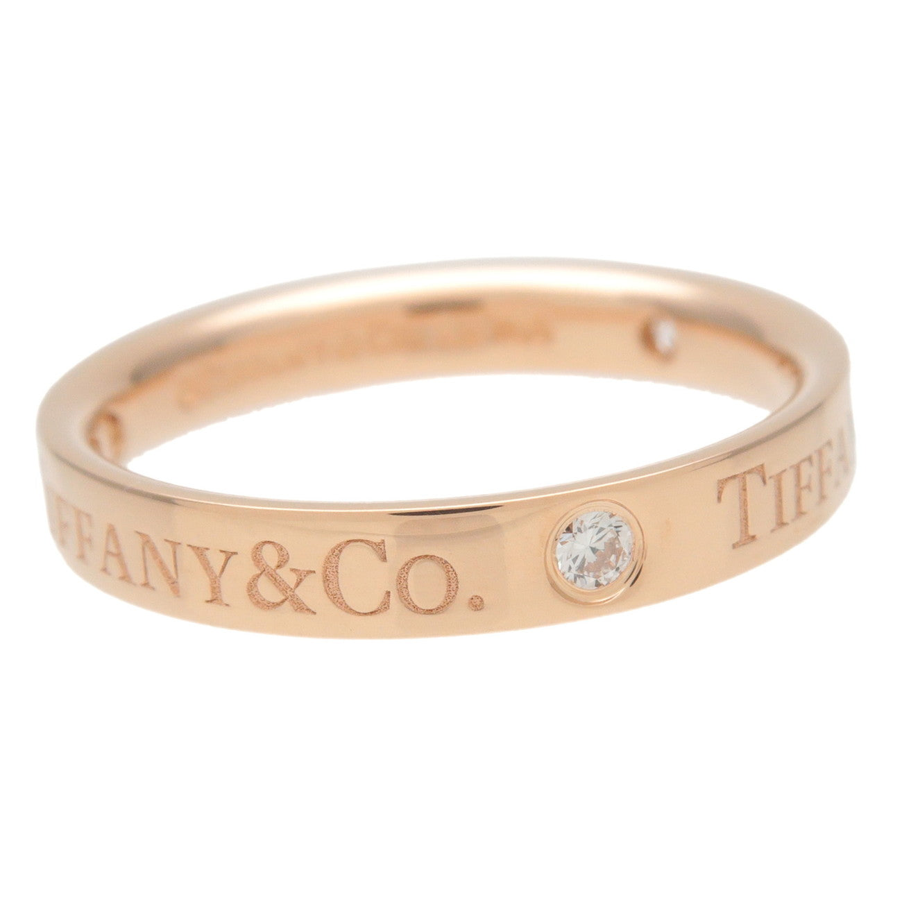 Tiffany & Co Flat Band Ring 3P Diamond 750PG Rose Gold US5 EU49 Used