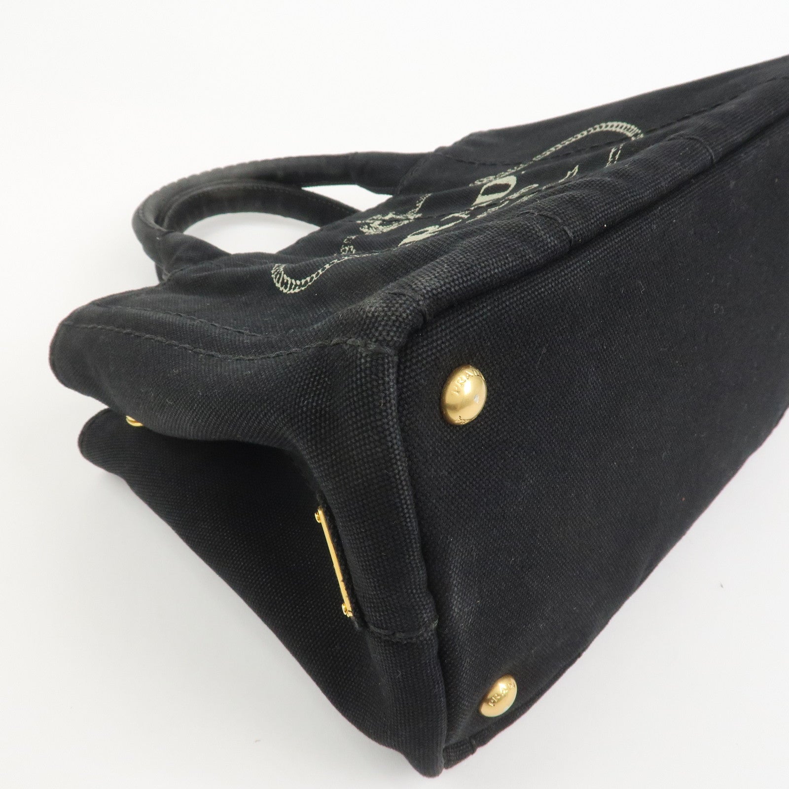 PRADA Canapa Mini Canvas 2Way Bag Hand Bag Black 1BG439