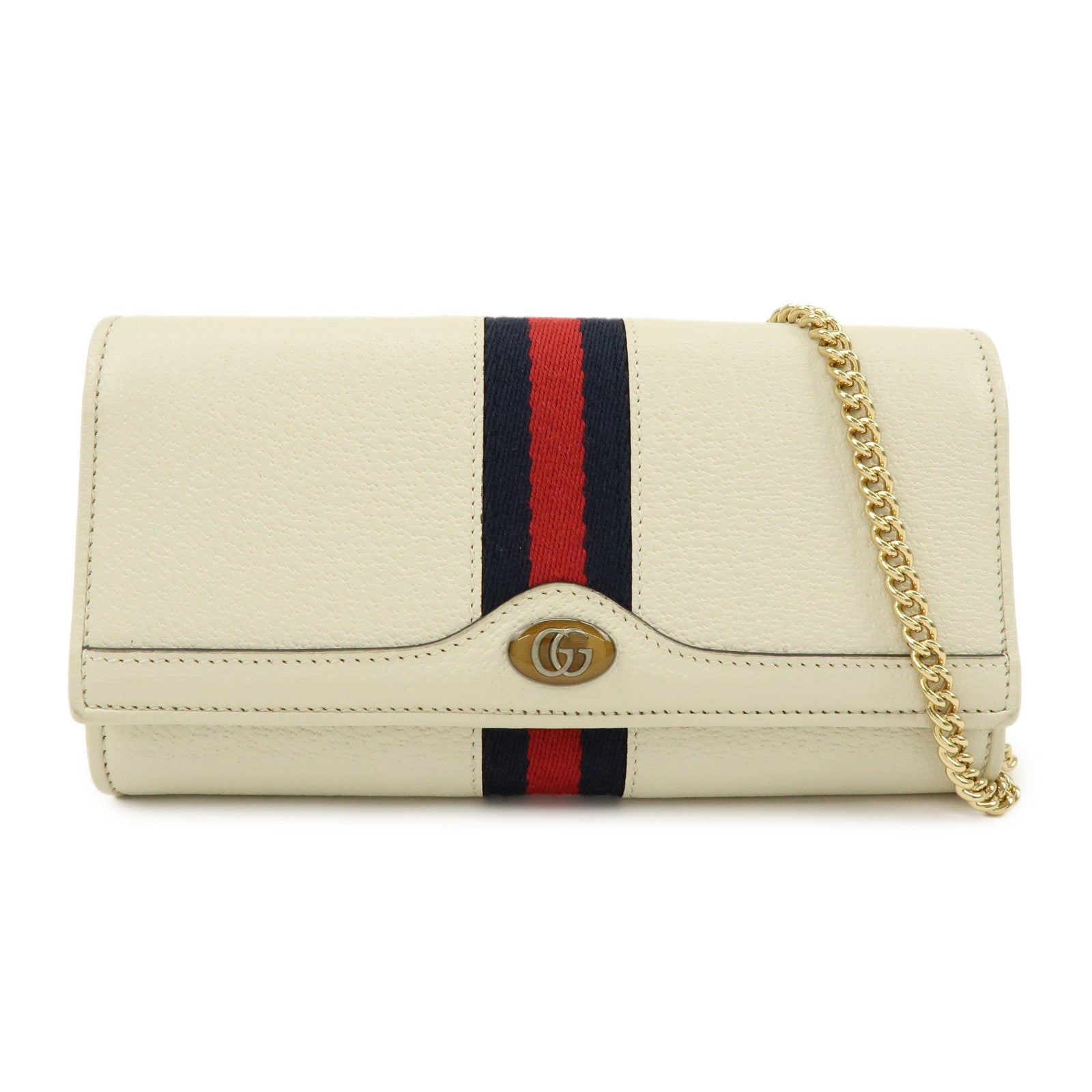 GUCCI Sherry GG Marmont Leather Chain Wallet Ivory 546592