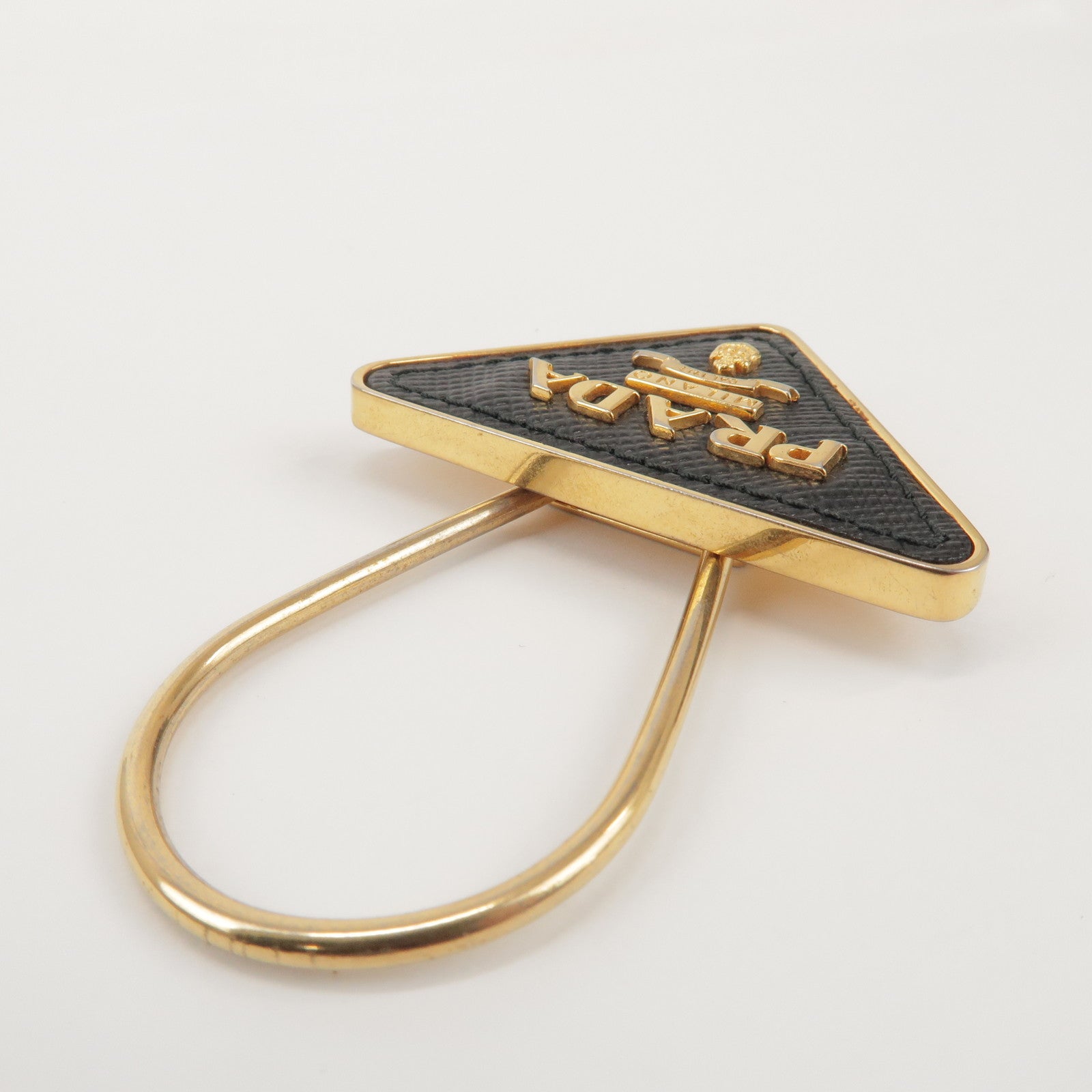 PRADA Triangle Logo Metal Saffiano Leather Set of 2 Key Holders