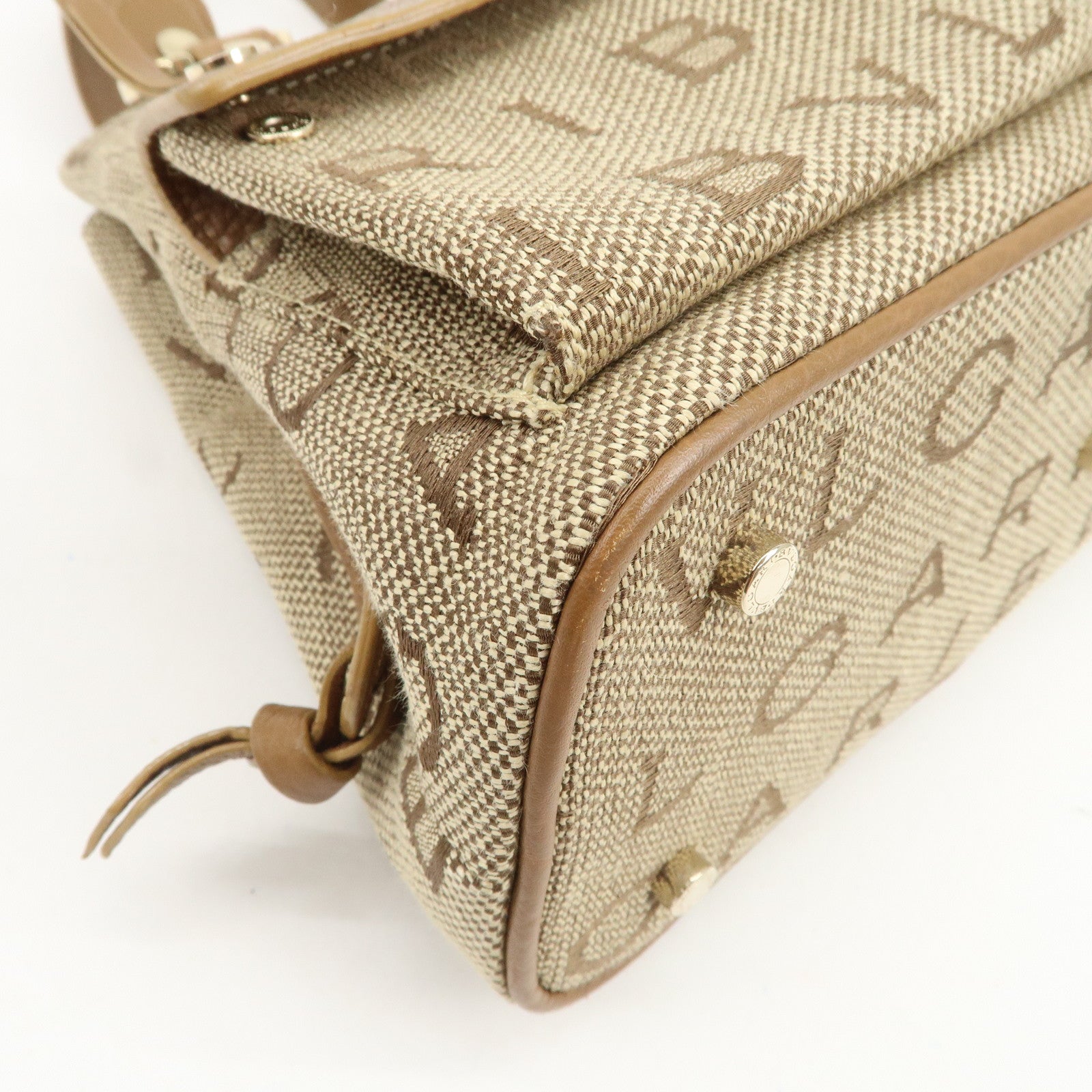 BVLGARI Logo Mania Canvas Leather Hand Bag Light Brown