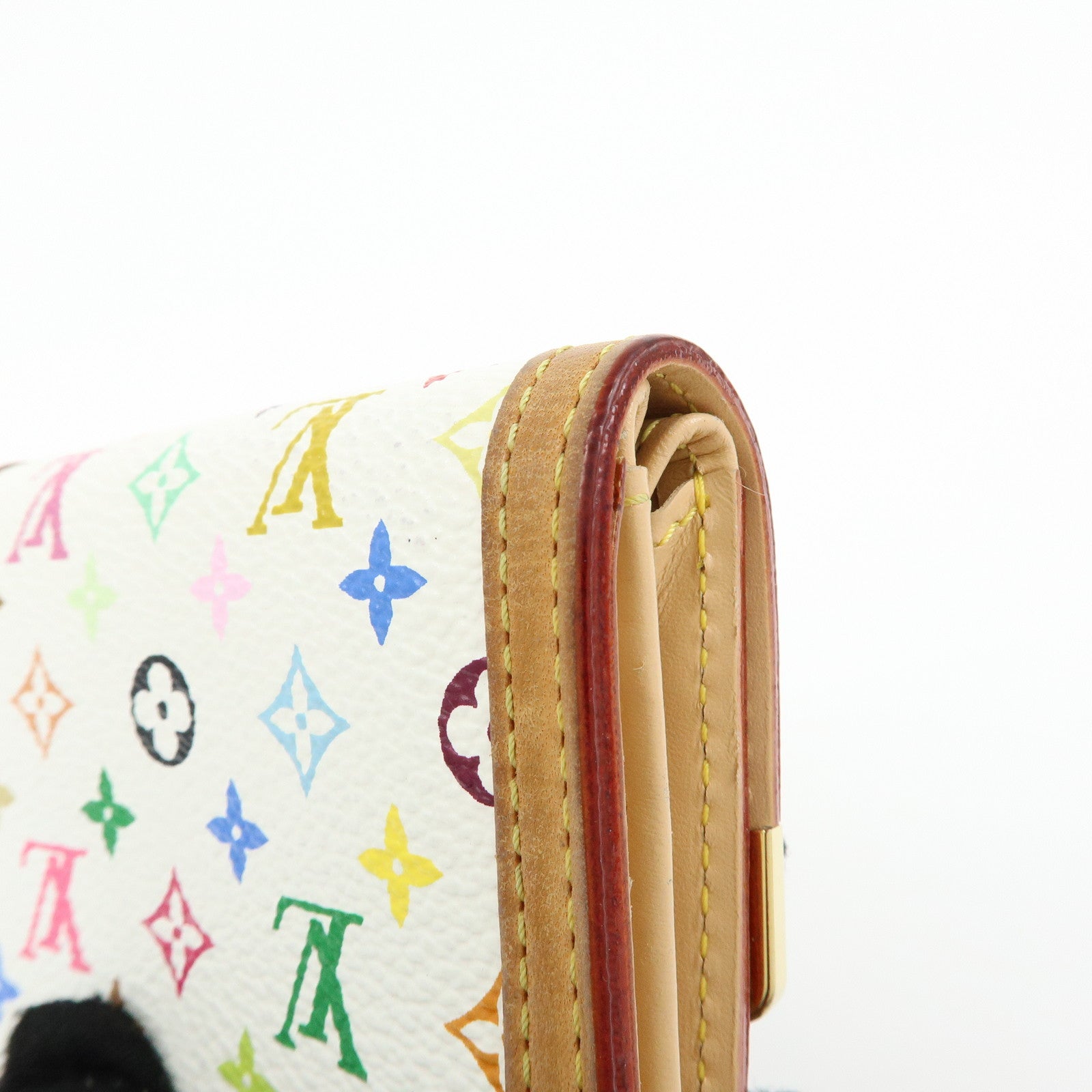 Louis Vuitton Multicolor Porte Monnaie Plat Coin Case Blanc M92657