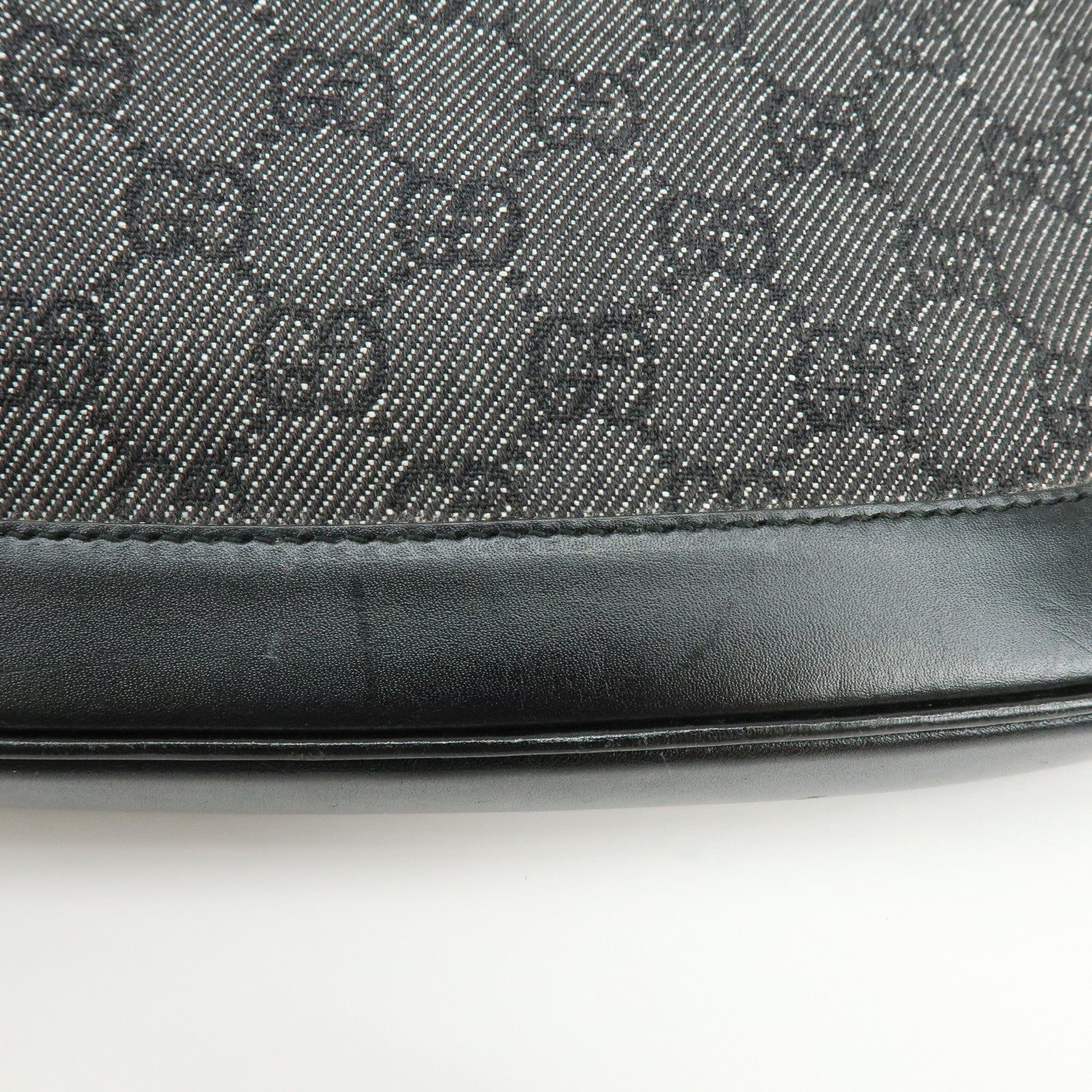 GUCCI Jackie GG Canvas Leather Shoulder Bag Hand Bag Black 01147
