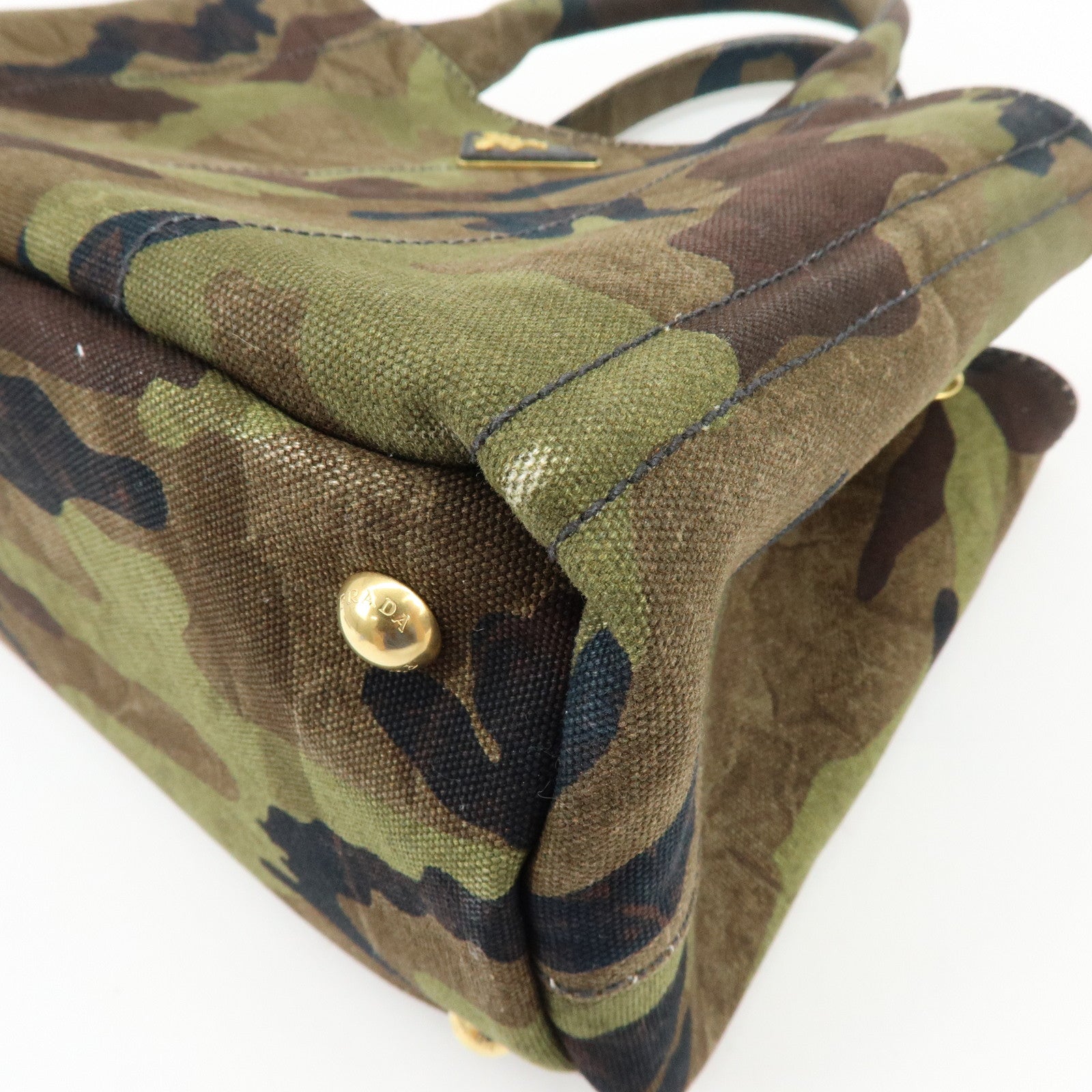PRADA Triangle Logo Canapa Mini Canvas 2Way Bag Camouflage 1BG439