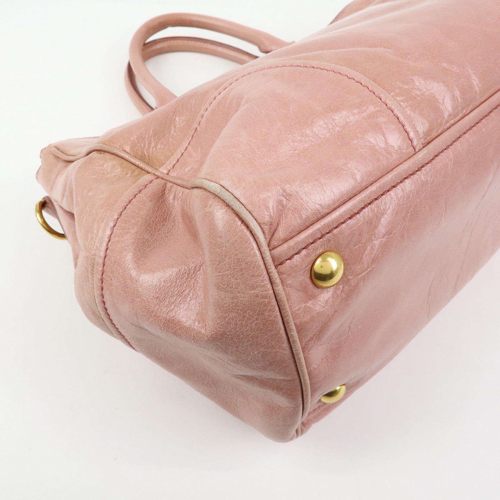 MIU MIU Vitello Shine Leather 2Way Bag Shoulder Bag Pink RN1091