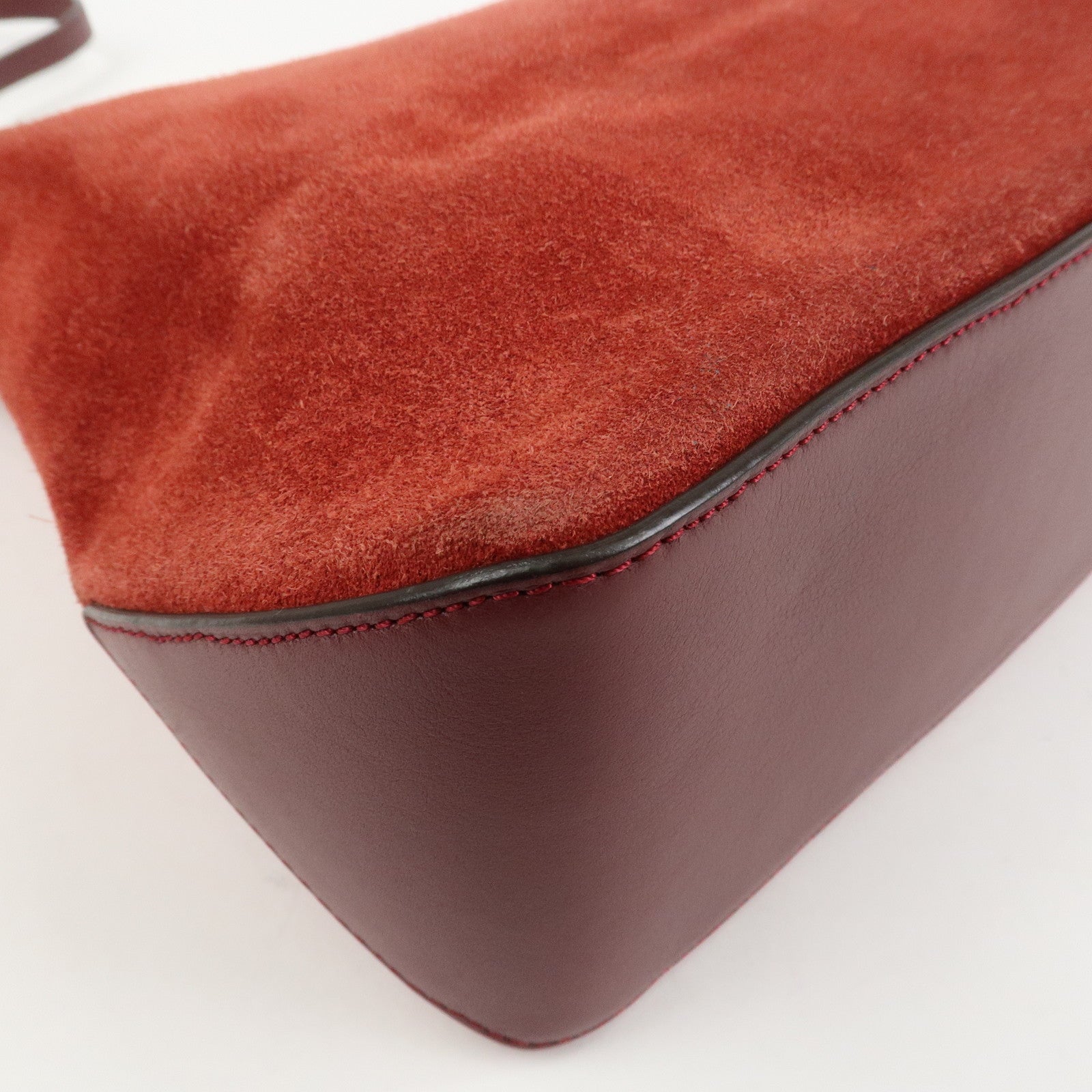 LOEWE Anagram Suede Leather 2Way Bag Shoulder Hand Bag Red 061307