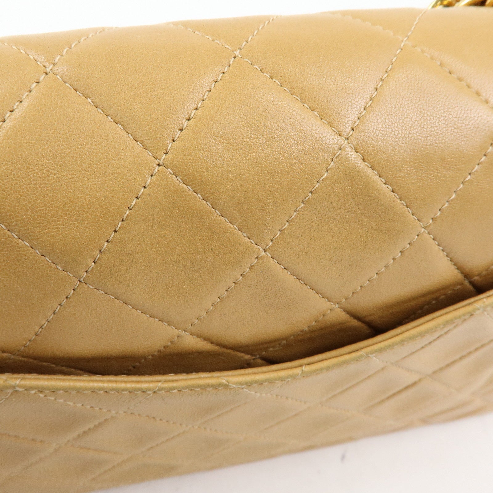 CHANEL Matelasse 25 Double Flap Chain Shoulder Bag Beige A01112