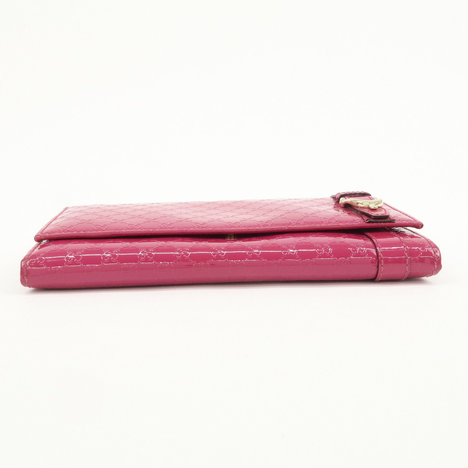 GUCCI Nice Micro Guccissima Patent Leather Long Wallet Pink 309760