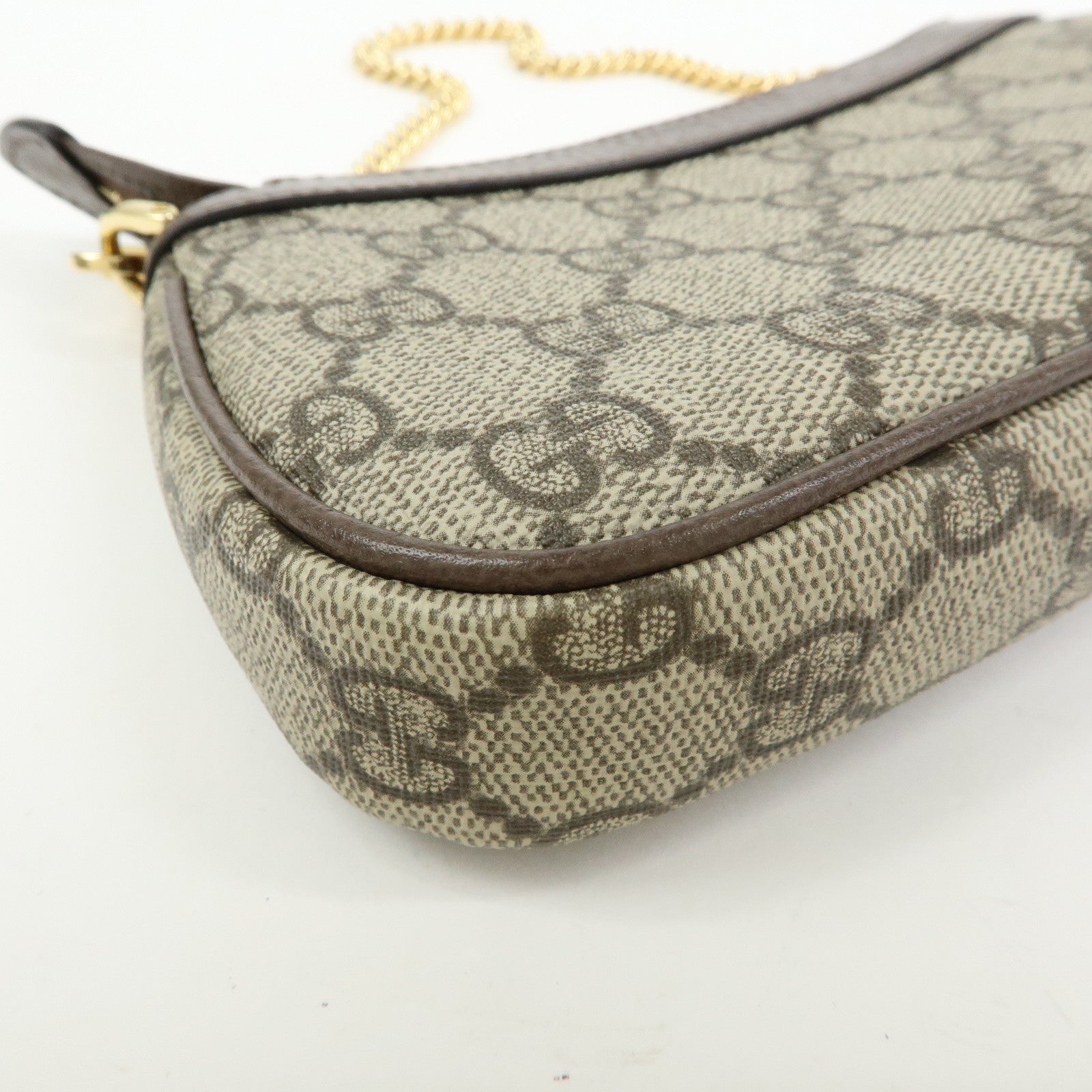 GUCCI Ophidia GG Supreme Leather Chain Pouch Hand Bag Brown 764960
