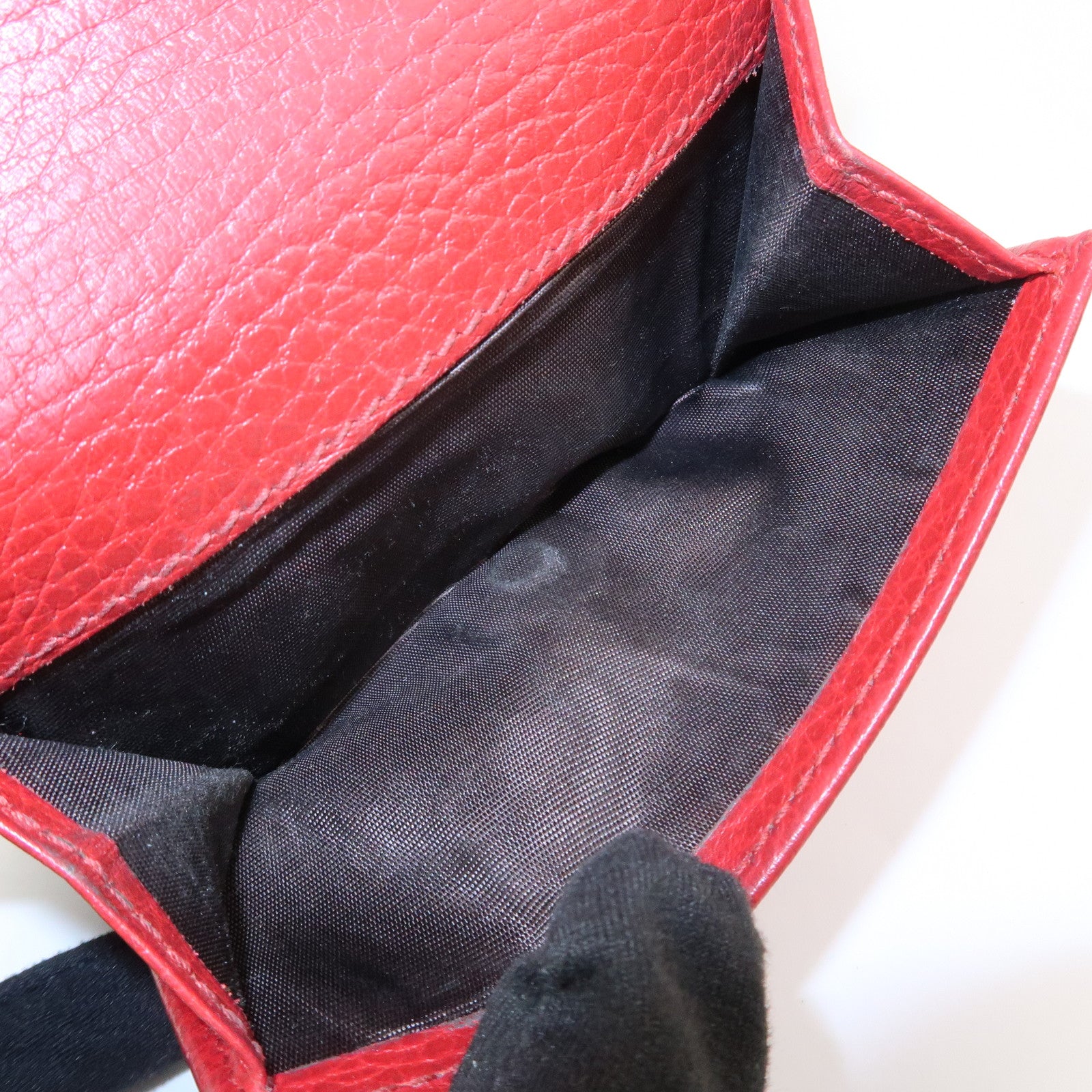 GUCCI GG Marmont Leather Tri-fold Compact Wallet Red 474746