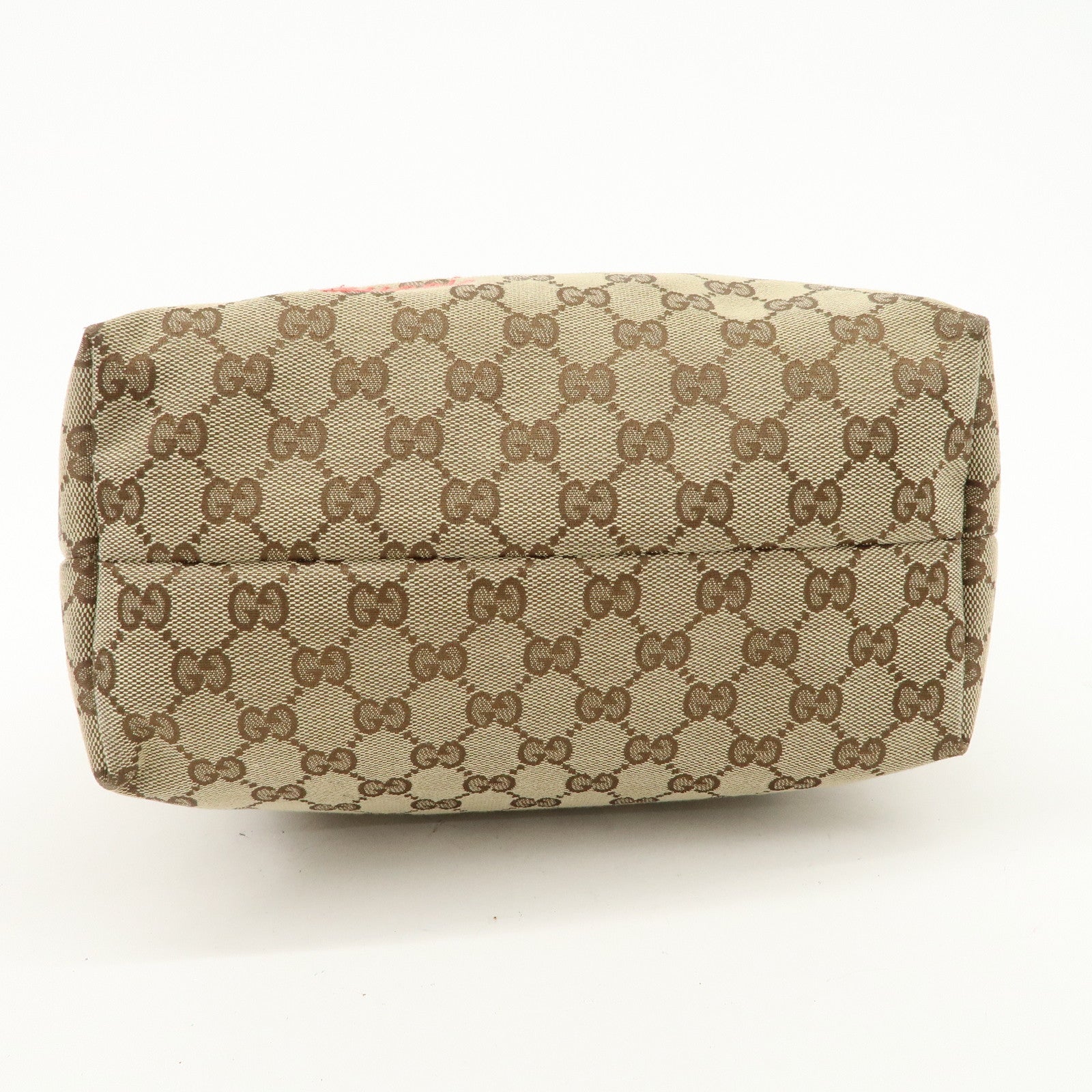 GUCCI GG Monogram Canvas Leather Tote Bag Beige Mushroom 163695