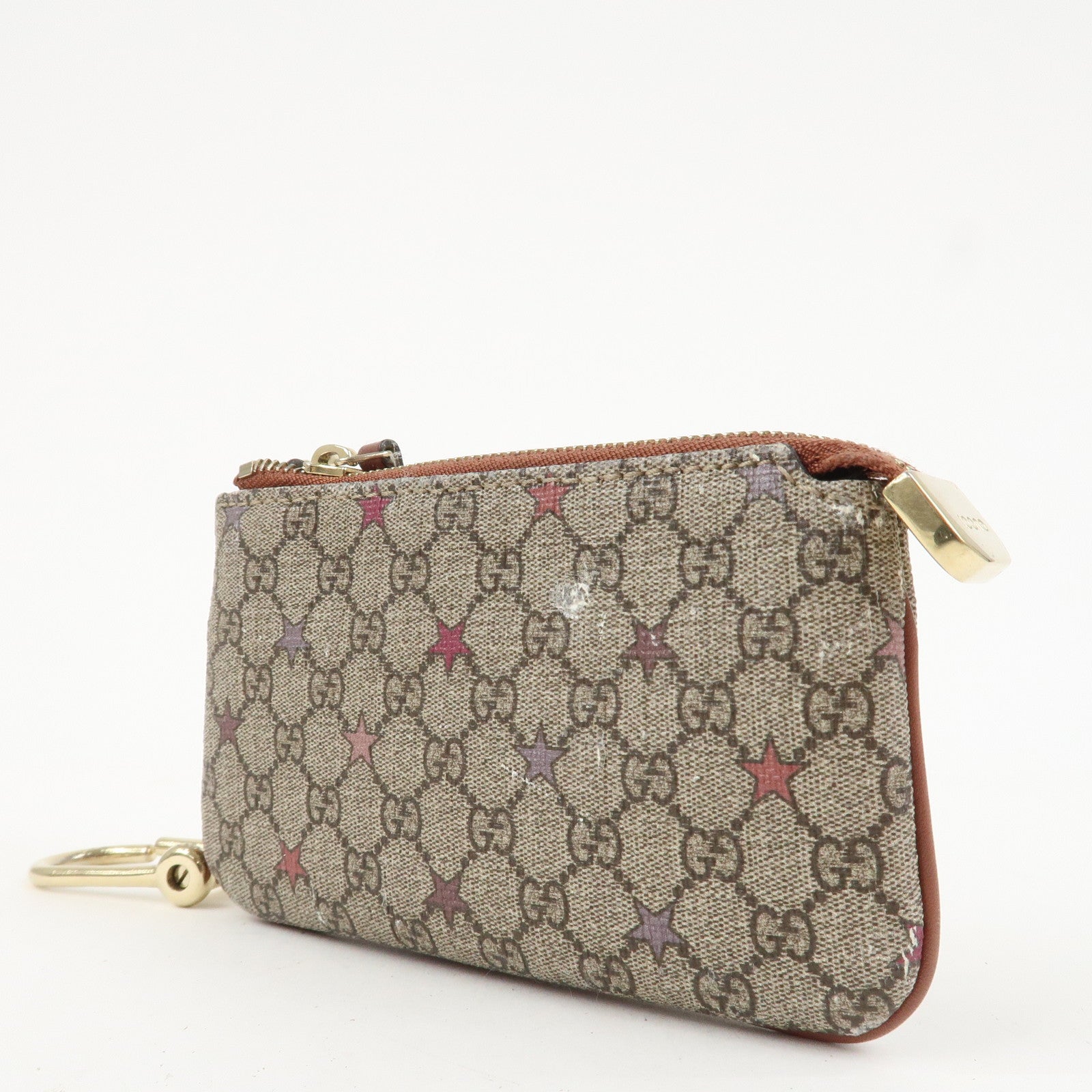 GUCCI GG Supreme PVC Coin Case Key Case Beige 233183