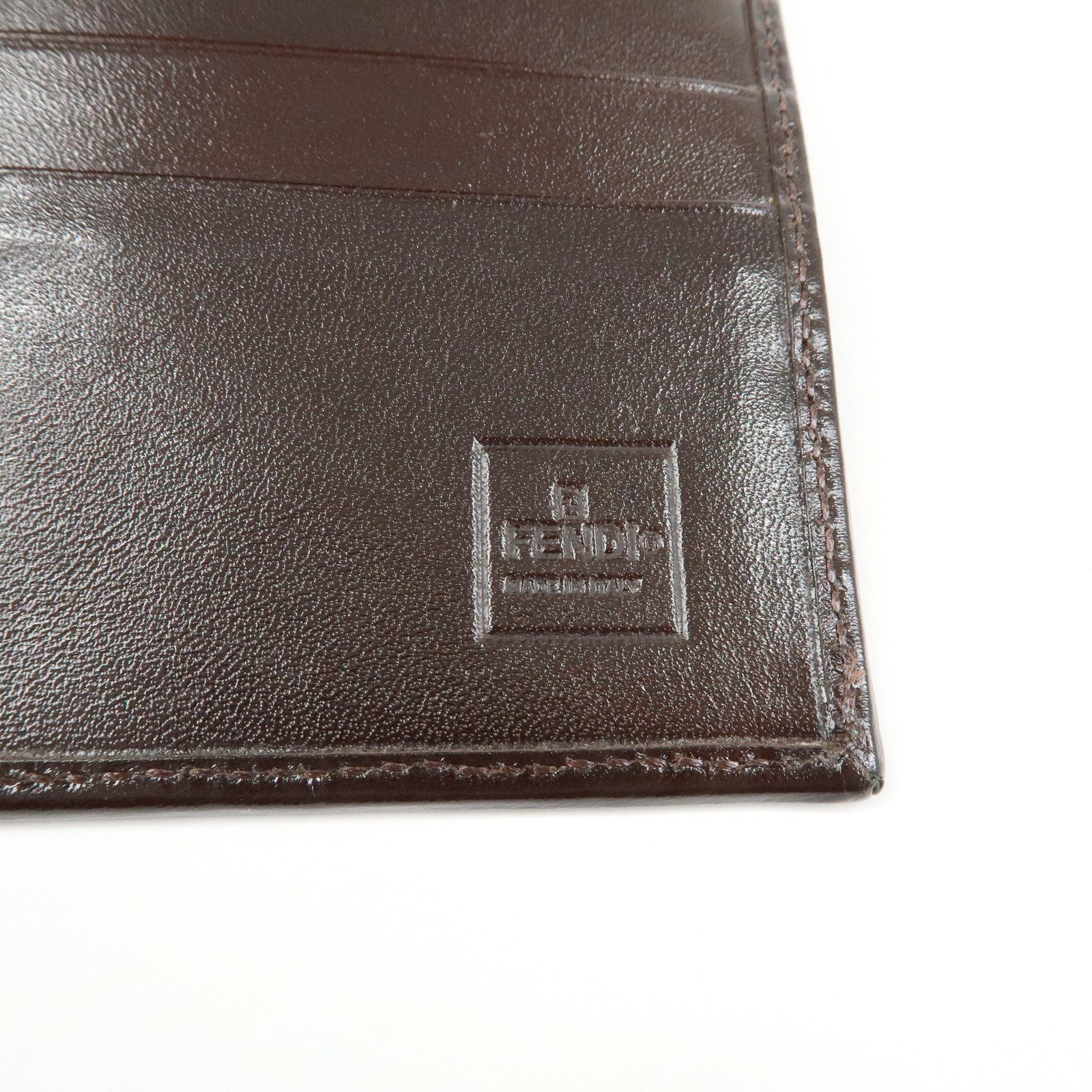 FENDI Zucca Canvas Leather Compact Wallet Brown 2270・30729・008