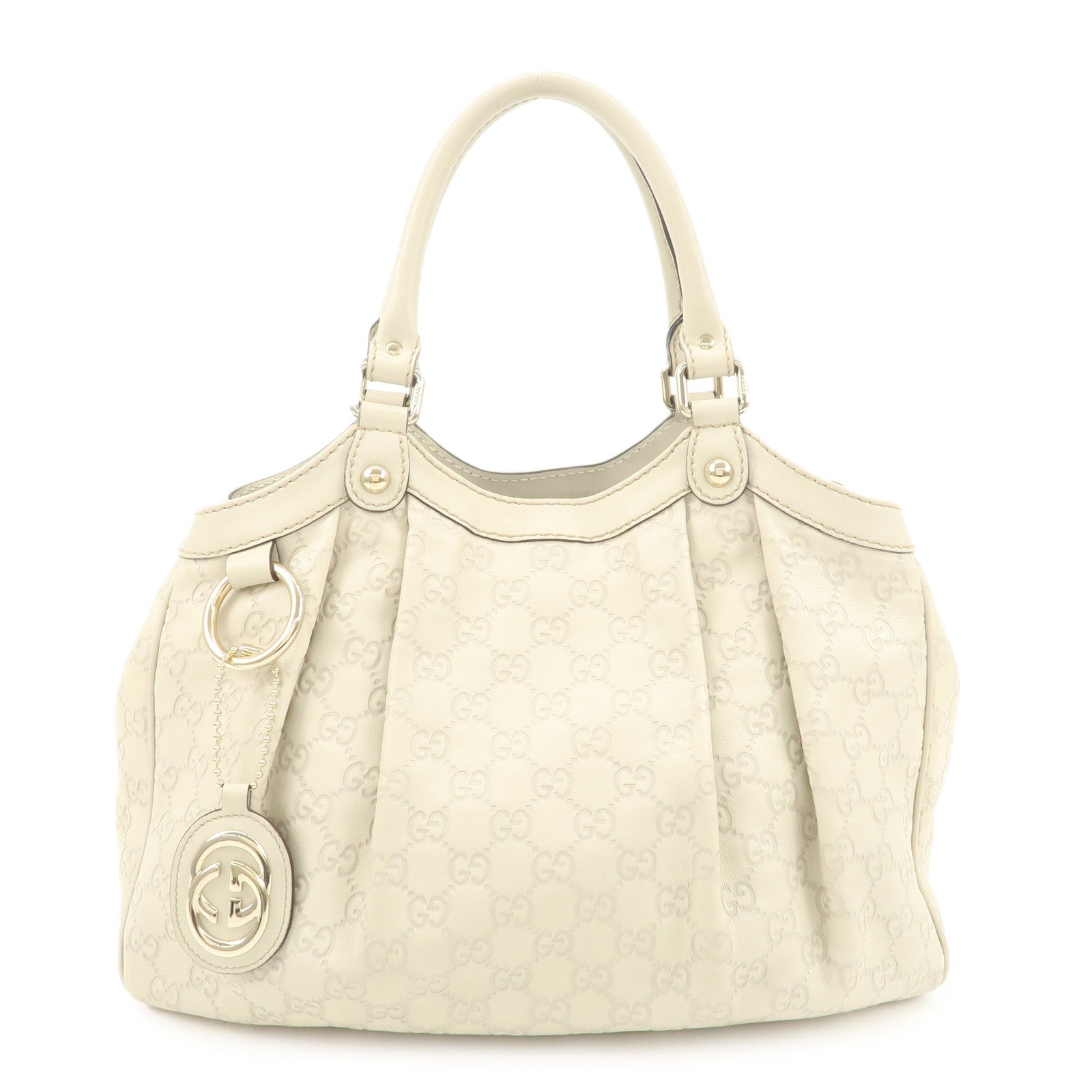 GUCCI Sukey Guccissima Leather Tote Bag Hand Bag Ivory 211944