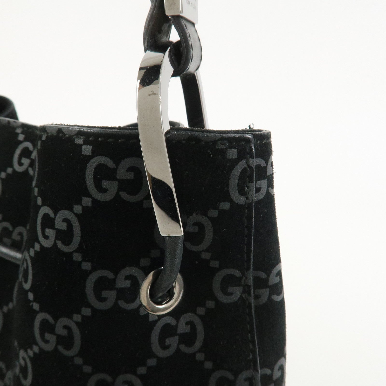 GUCCI GG Suede Shoulder Bag Hand Bag Black 001・3748