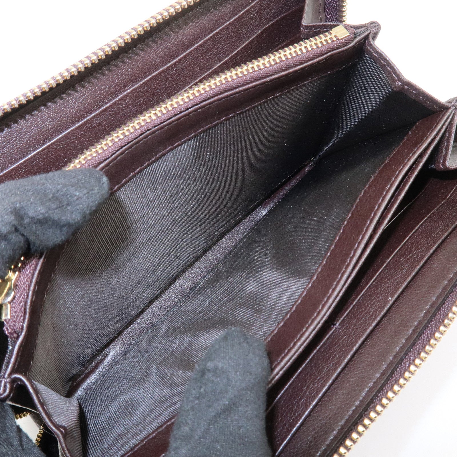 GUCCI Guccissima Interlocking G Round Zippy Wallet Brown 323397