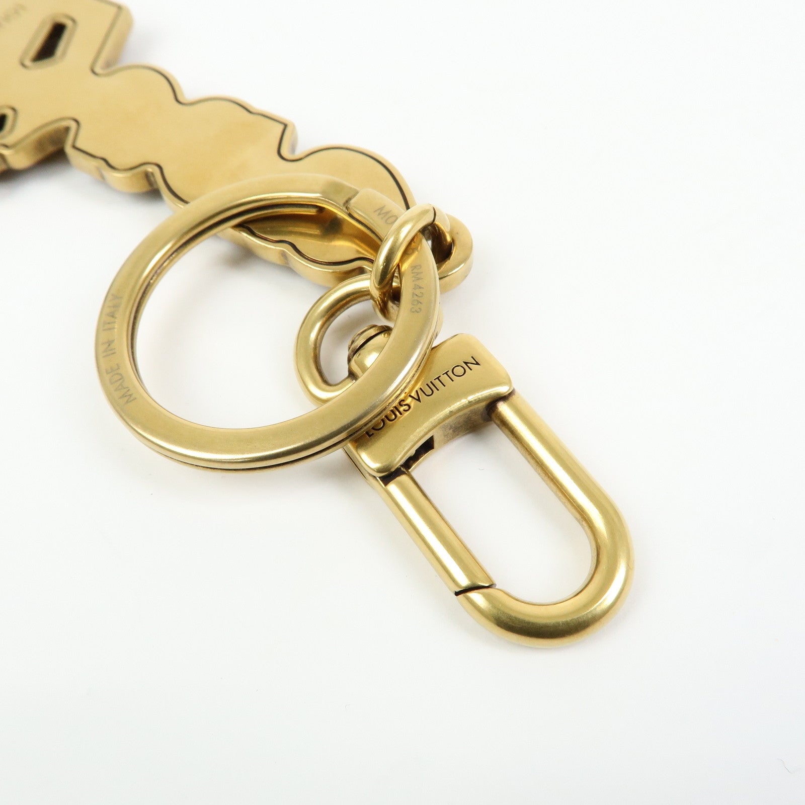Louis Vuitton LV Lovers Studs Metal Bag Charm Key Chain Gold M01755