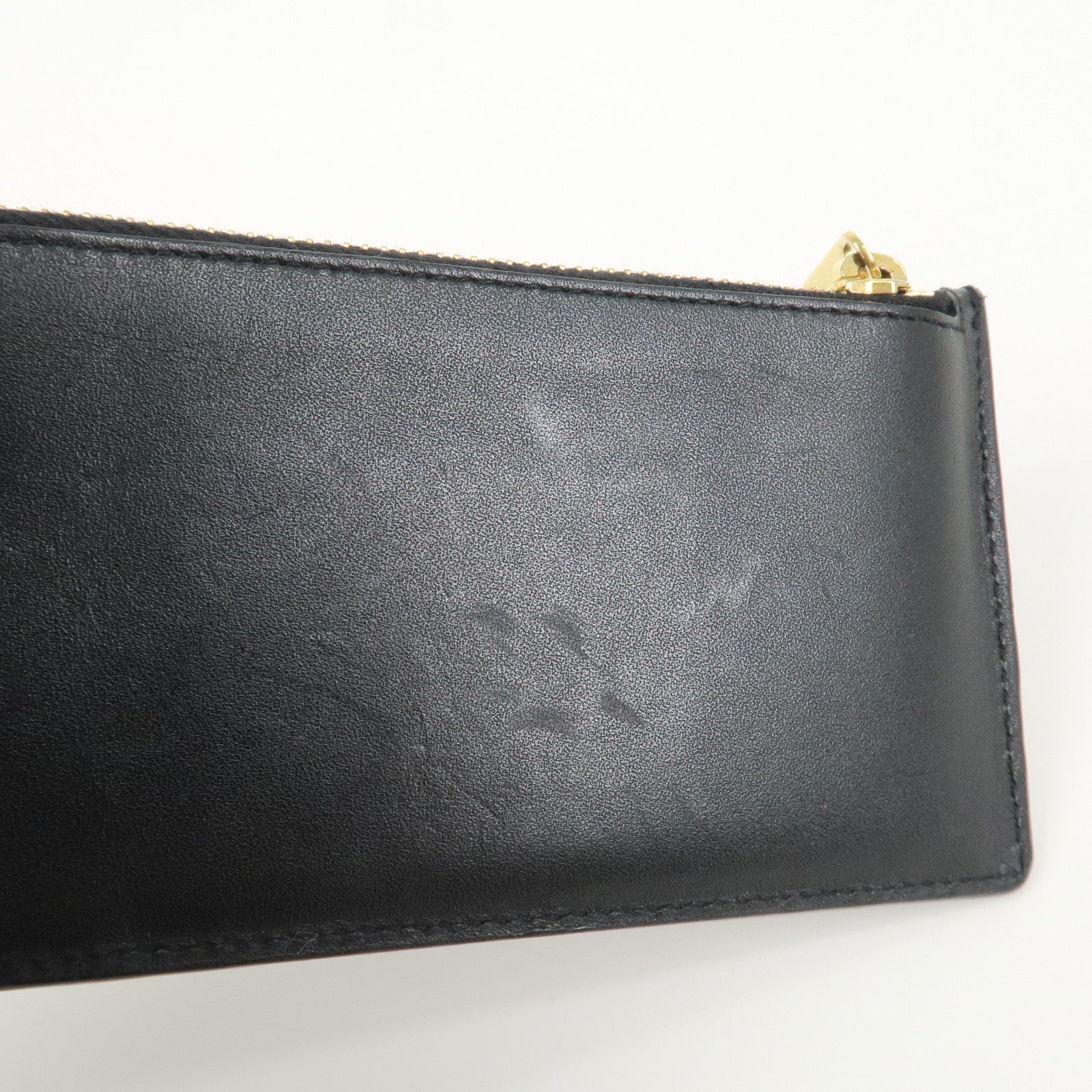 SAINT LAURENT PARIS Leather Card Case Card Holder Black 458583