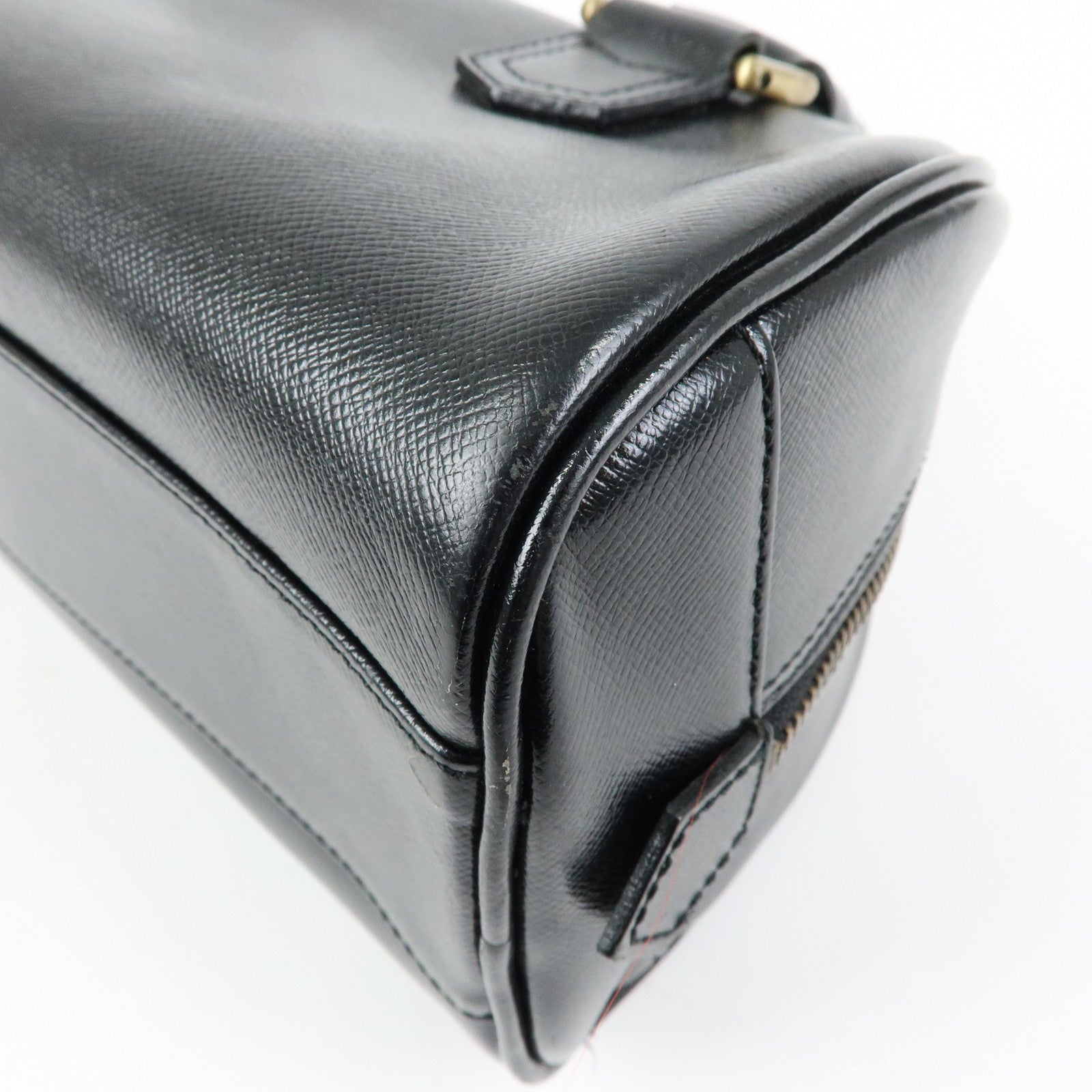 BURBERRY Leather Mini Boston Bag Hand Bag Tote Bag Black