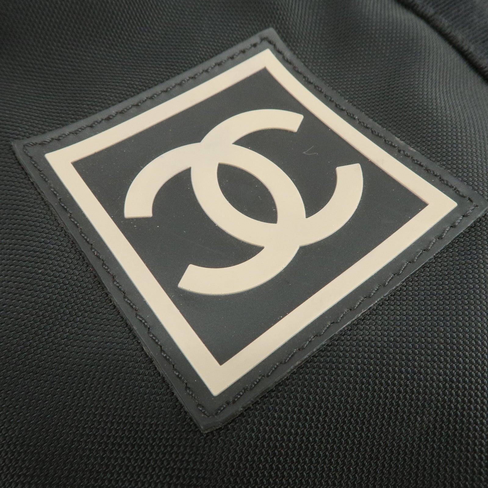 CHANEL Sports Line COCO Mark Nylon Boston Bag Hand Bag Black