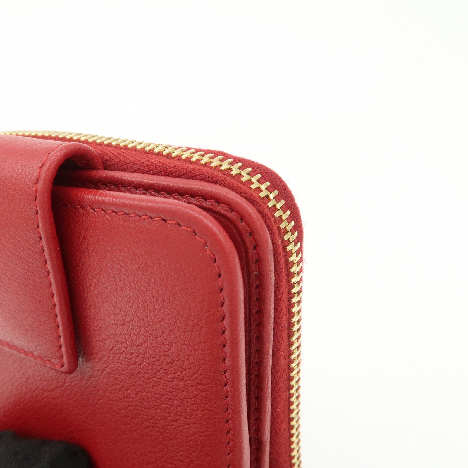 SAINT LAURENT Leather Compact Bi-fold Wallet Red