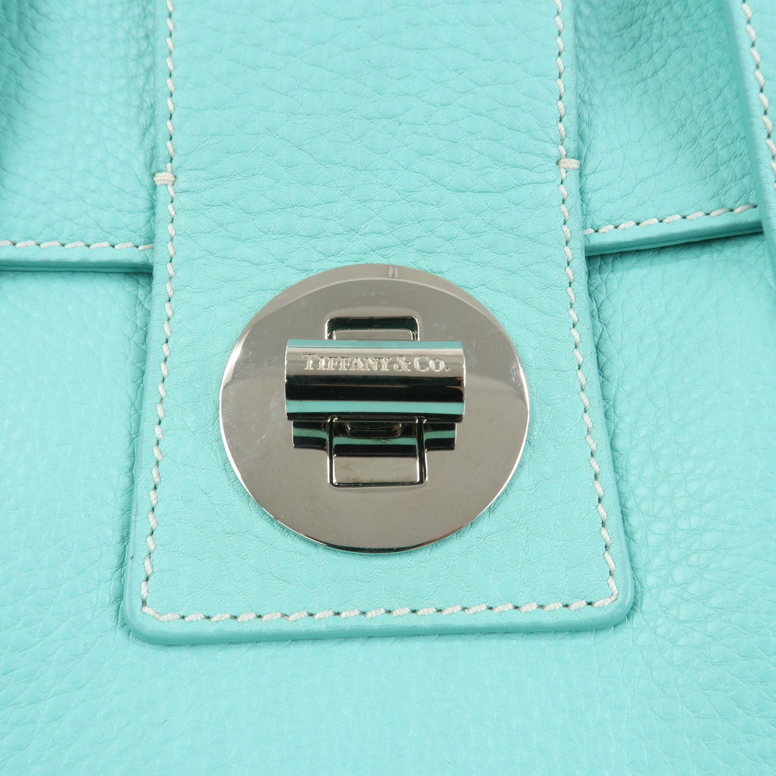 Tiffany & Co Manhattan Leather Hand Bag Tiffany Light Blue