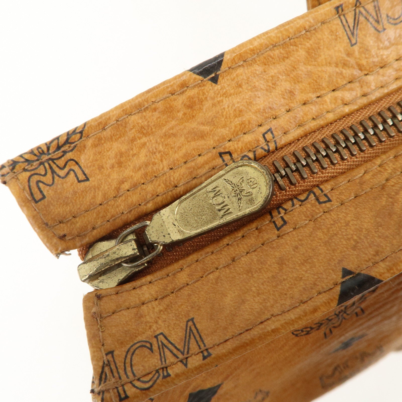 MCM Visetos Leather Shoulder Bag Tote Bag Brown