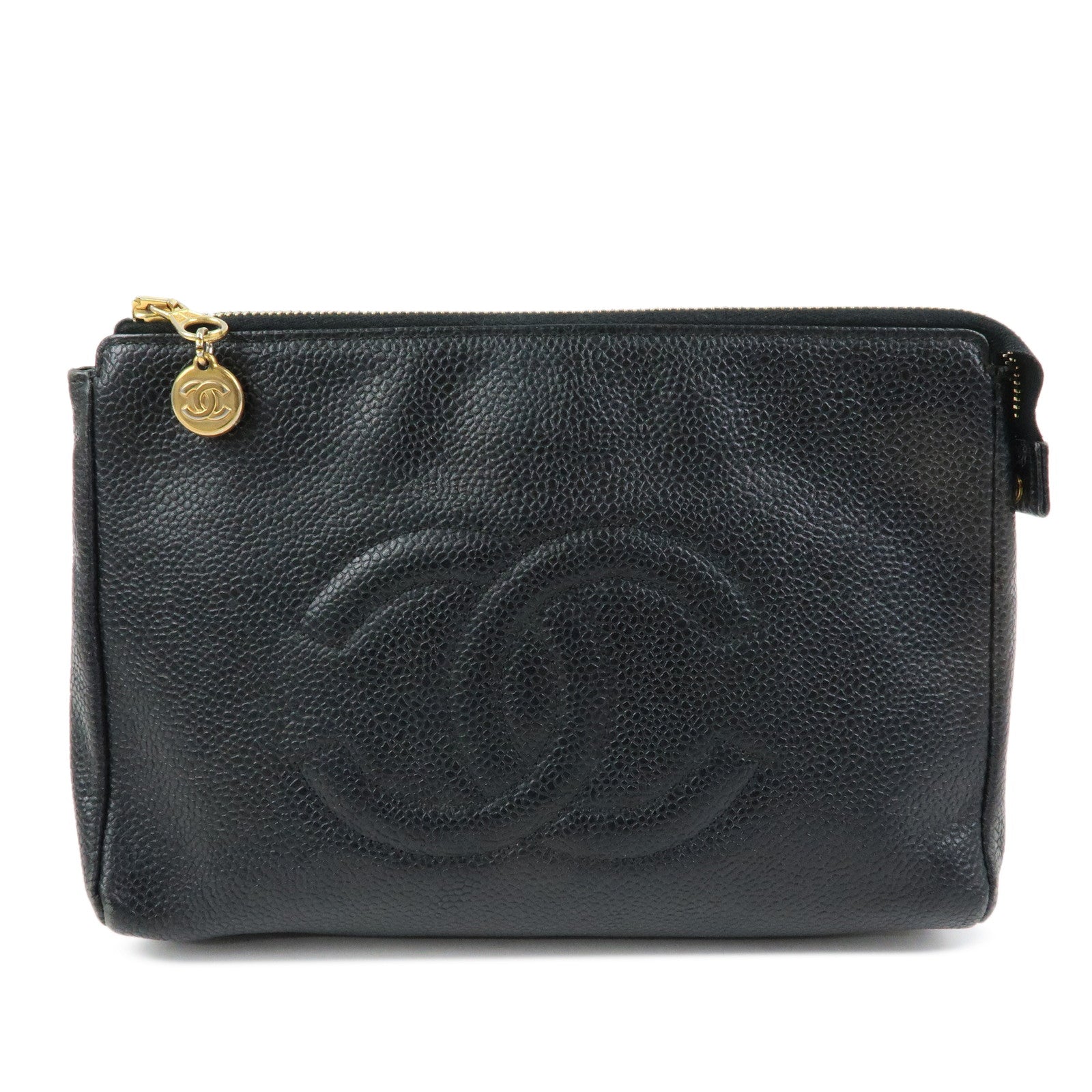 CHANEL COCO Mark Caviar Skin Cosmetic Pouch Makeup Bag Black