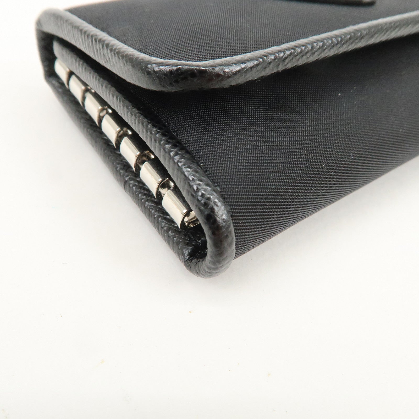 PRADA Triangle Logo 6 Rings Key Case Key Holder Black 1PG222