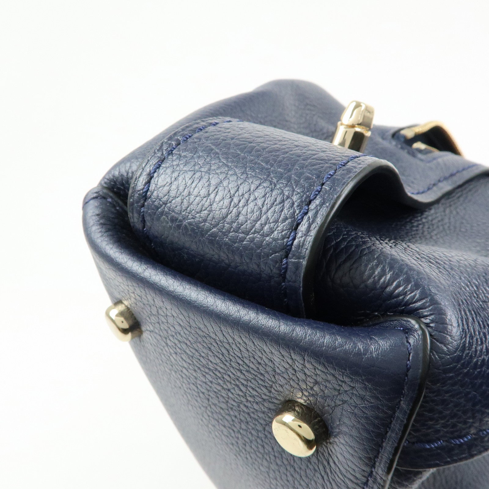 COACH Edie Leather Tote Bag Shoulder Bag Hand Bag Navy