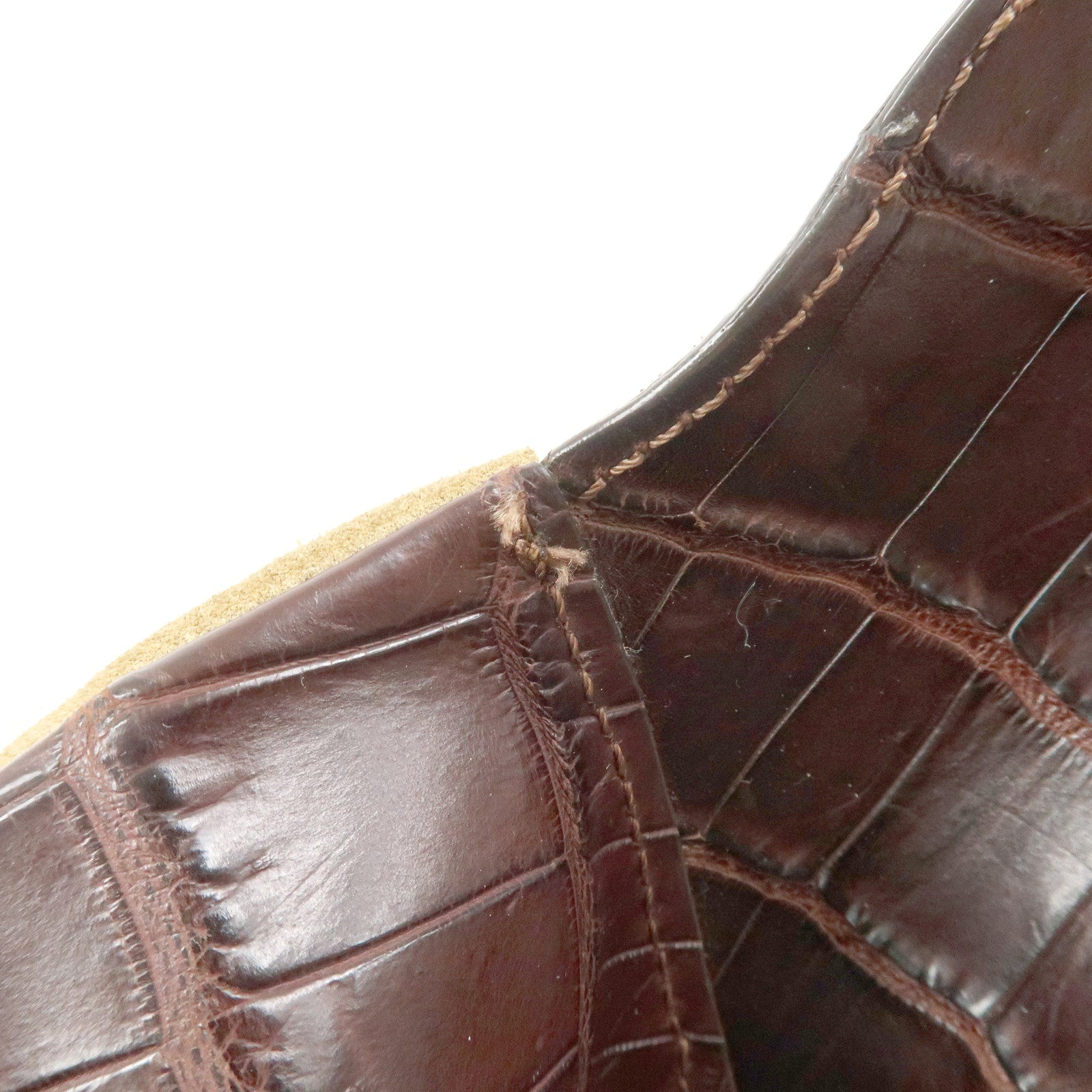 LOEWE Anagram Suede Embossed Leather Shoulder Bag Hand Bag Beige