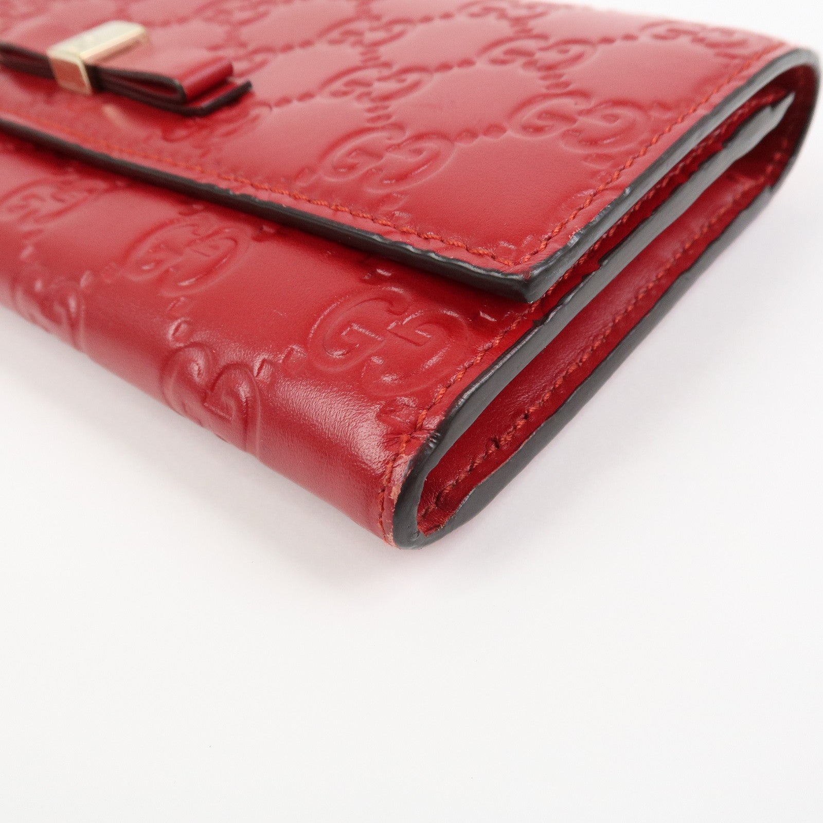 GUCCI Guccissima Interlocking G Flap Long Wallet Red 388679