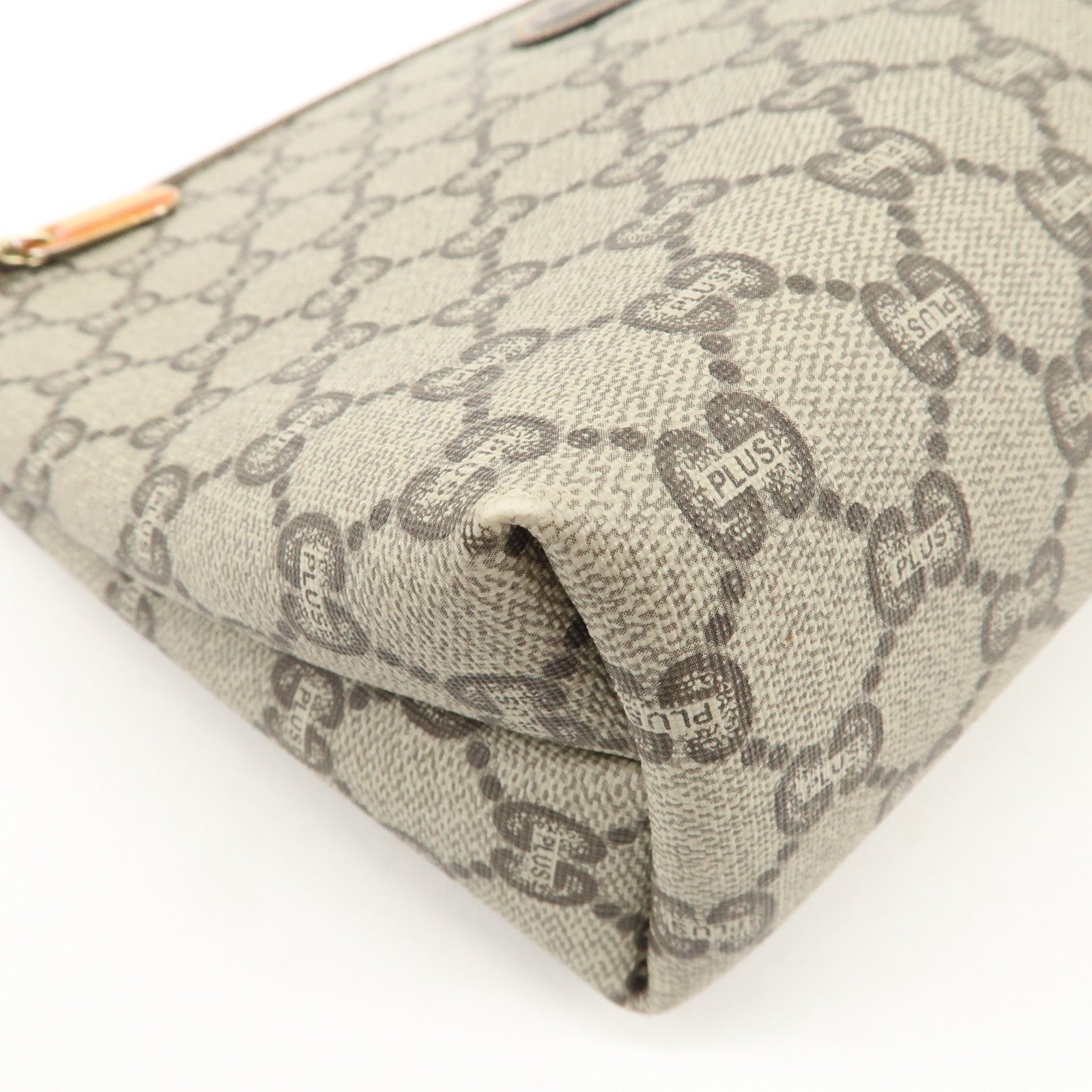 GUCCI GG Plus PVC Leather Clutch Bag Second Bag Beige Brown Used