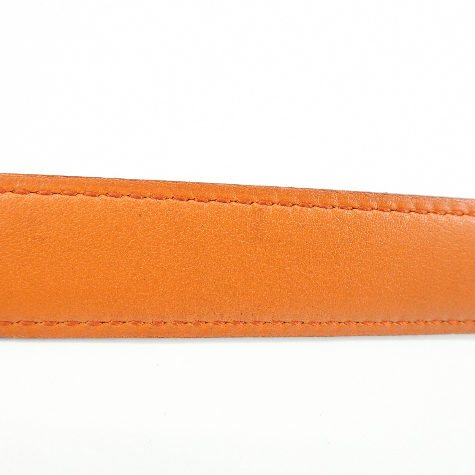 HERMES Leather H Buckle □B Stamped Reversible Constance Belt Brown