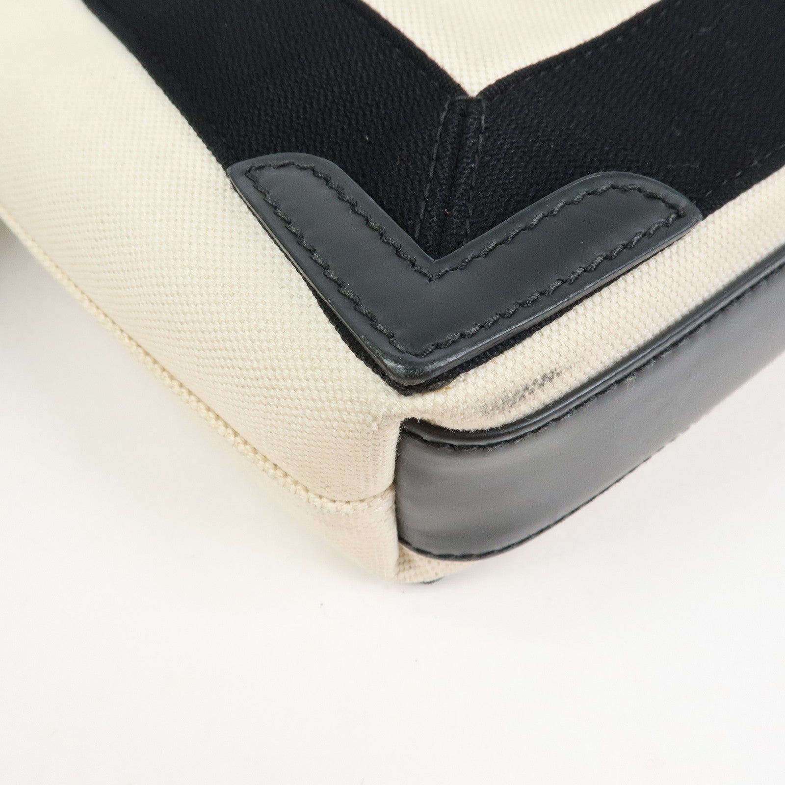 BALENCIAGA Navy Cabas XS Canvas Leather 2WAY Bag Natural 390346