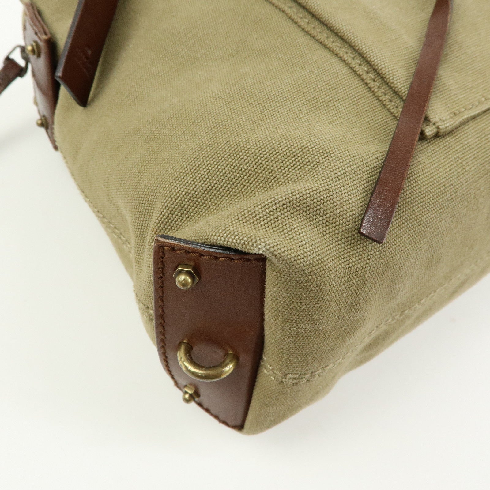 GUCCI Canvas Leather Tote Bag Hand Bag Khaki Brown 109132