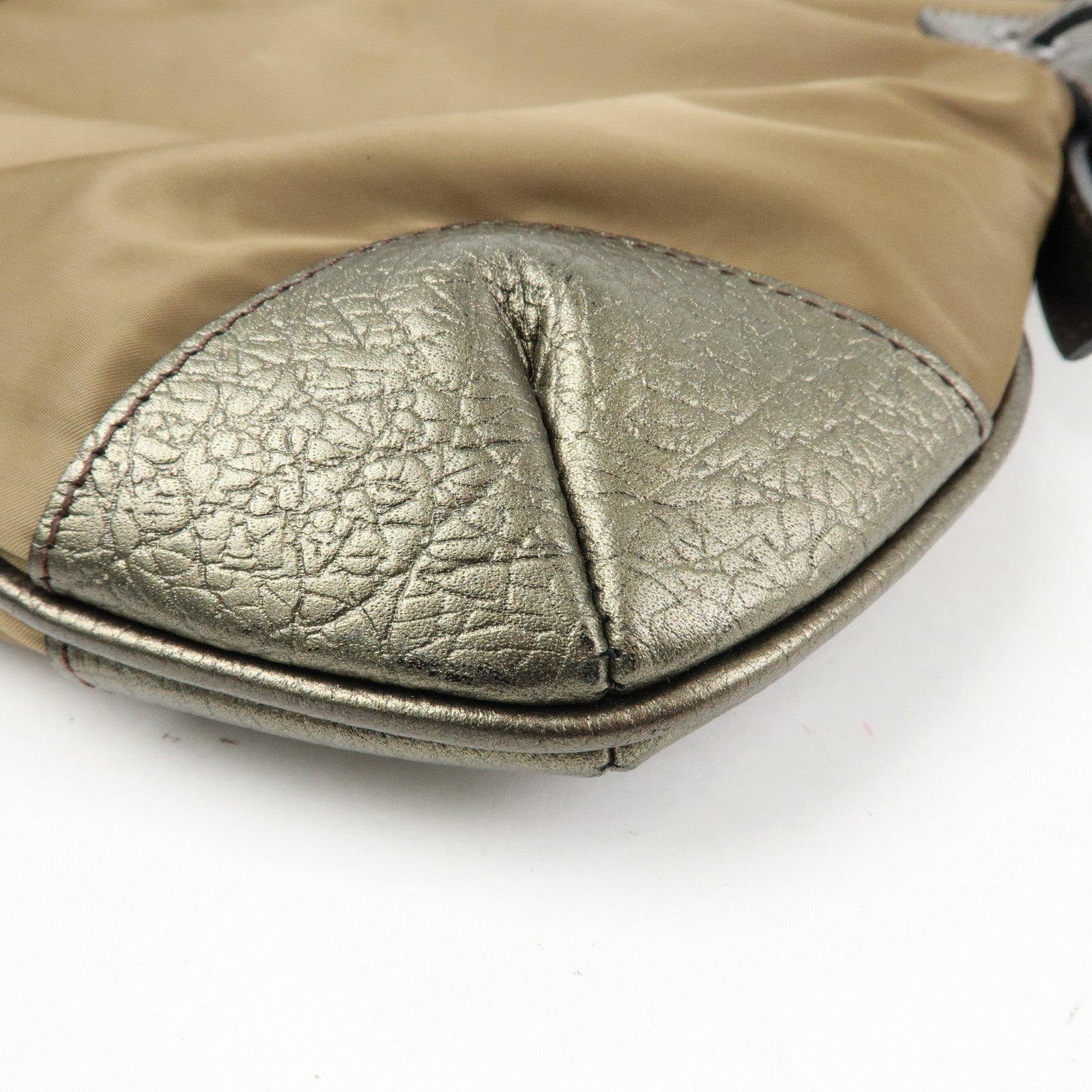 BURBERRY Nylon Leather Shoulder Bag Crossbody Bag Khaki