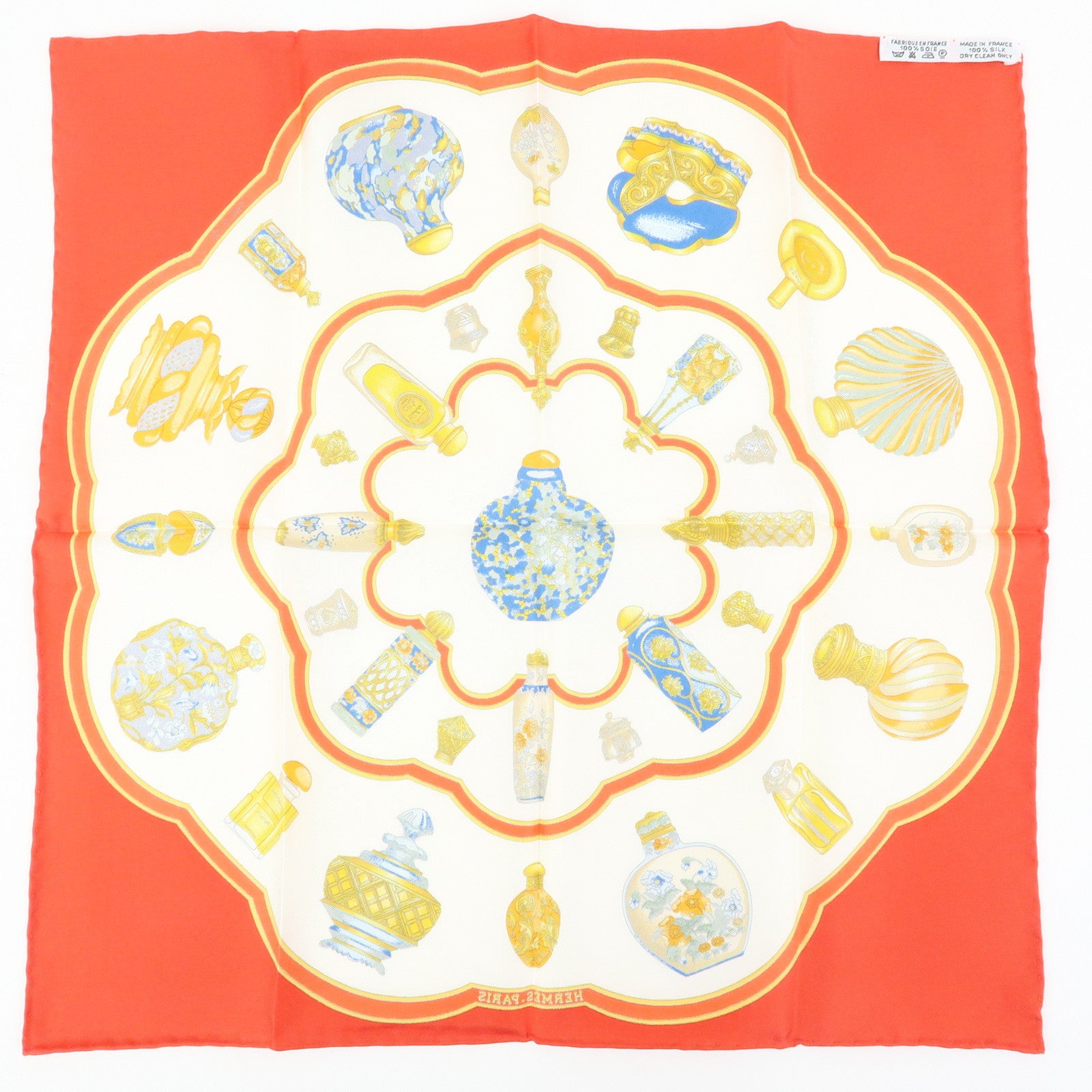 HERMES Carre 45 Set of 2 Silk 100% Scarf White Purple Orange