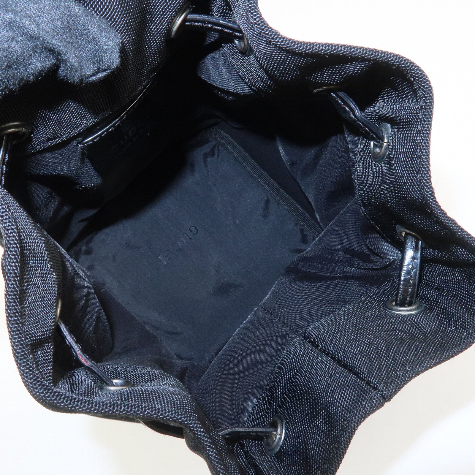 GUCCI Nylon Patent Leather Cosmetic Pouch Hand Bag Black 390・0973