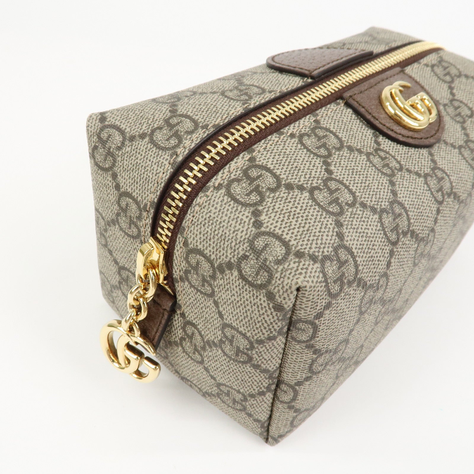 GUCCI GG Marmont GG Supreme Cosmetic Pouch Beige Brown 548393